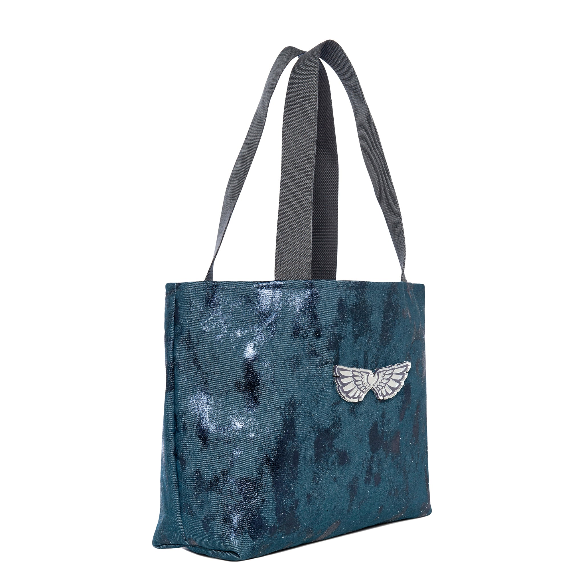 Cloe Tote bag | Navy Shiny Canvas Wings