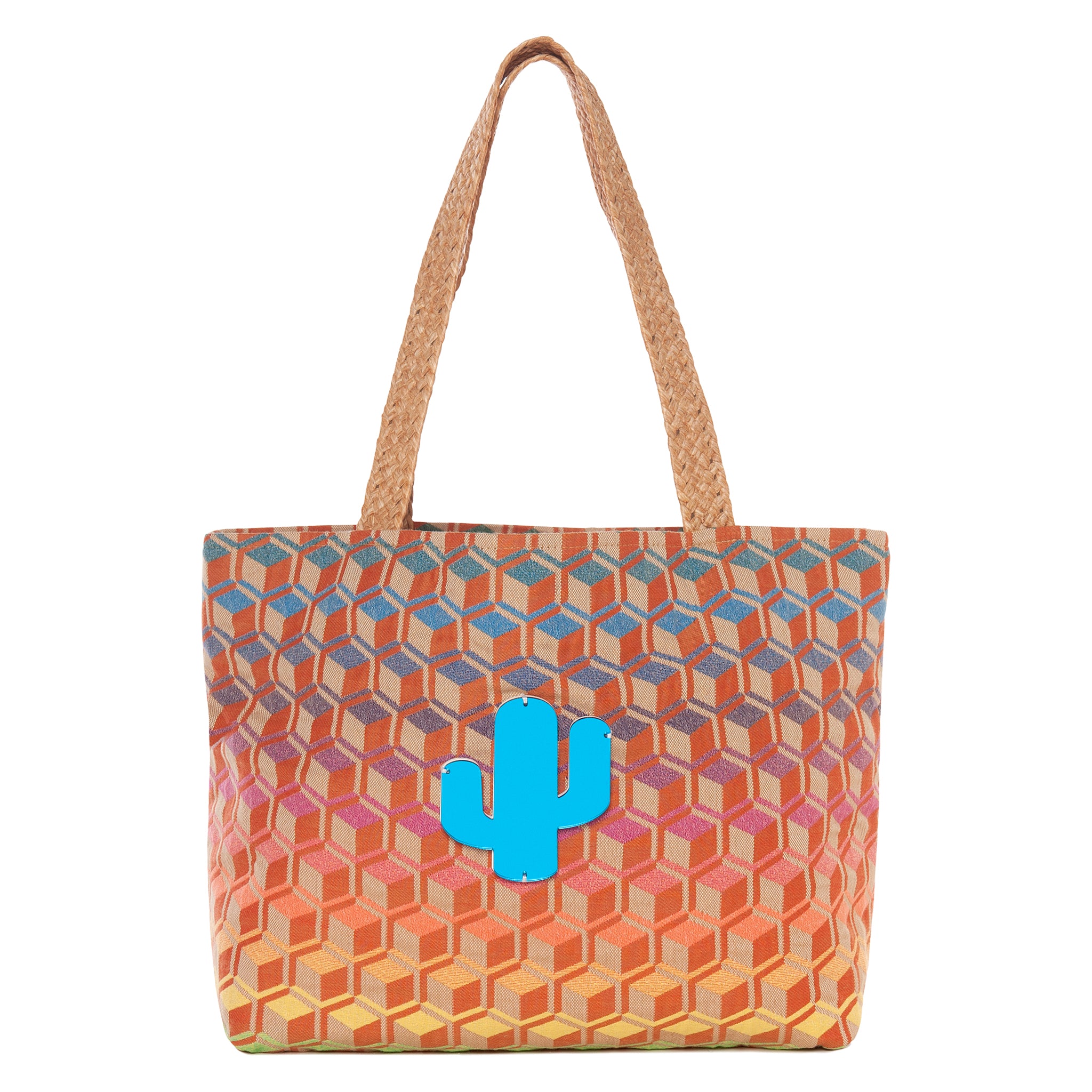 Cloe Medium Tote bag | Rainbow Cubes Cactus