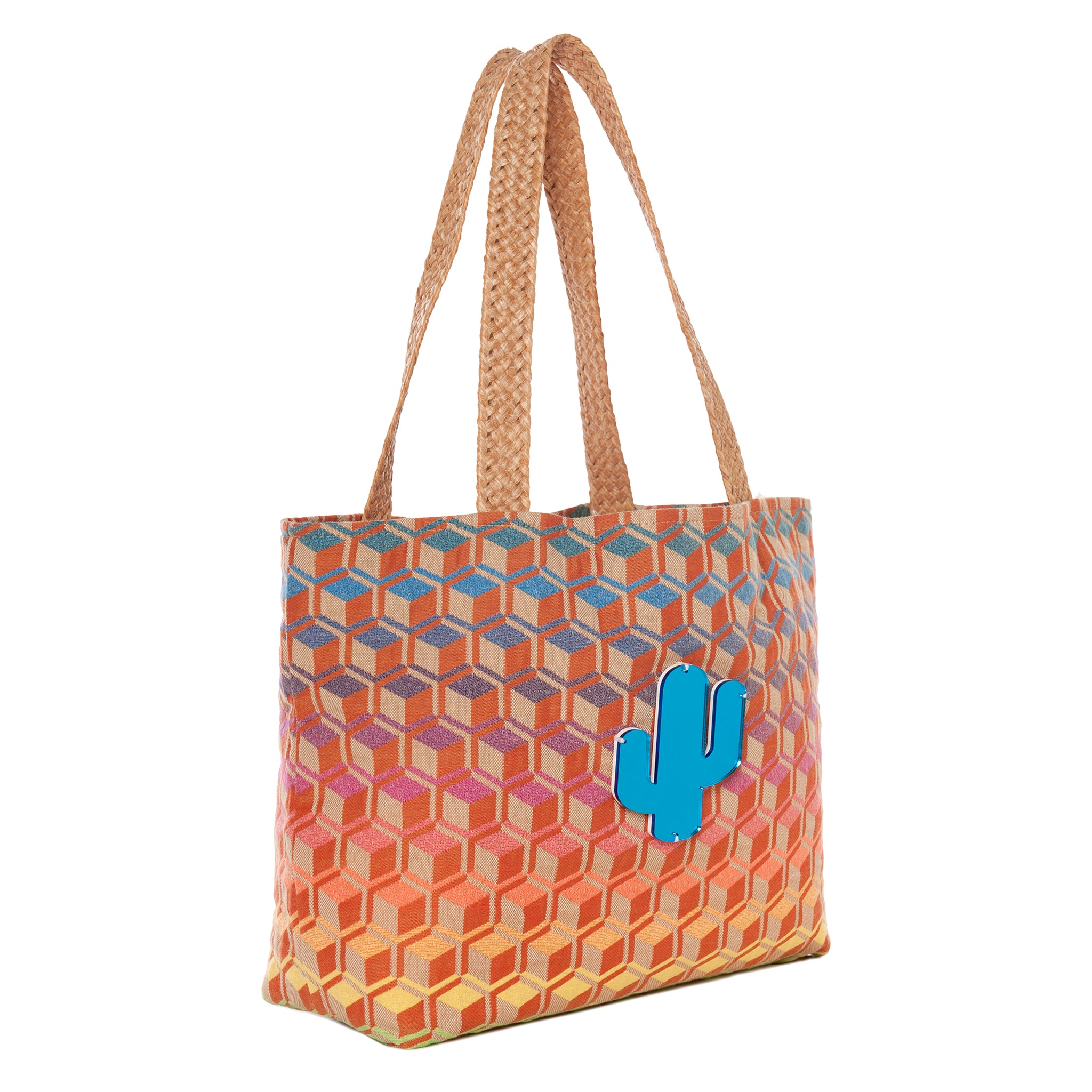Cloe Medium Tote bag | Rainbow Cubes Cactus