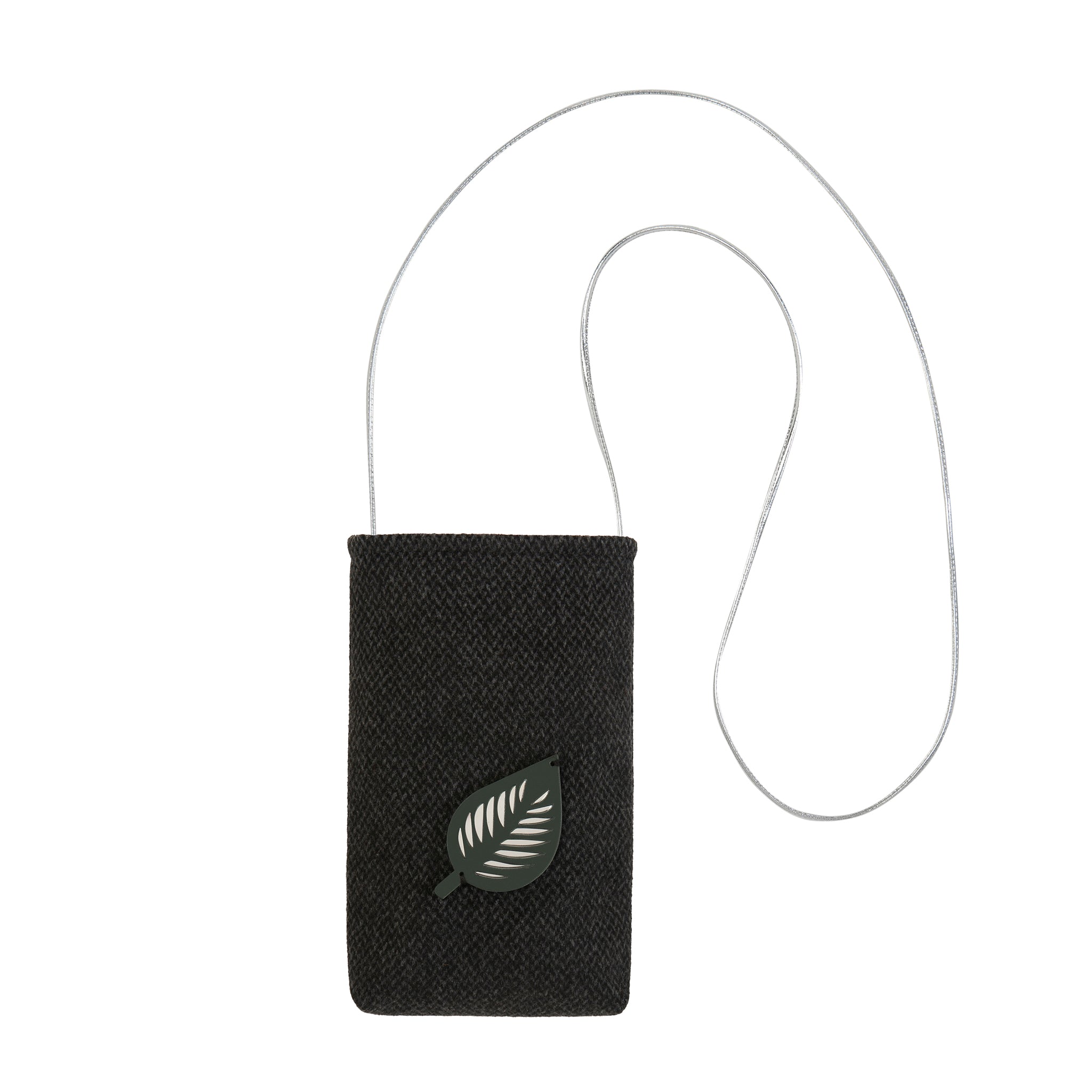 EV Phone Pouch | Dark Grey Chevron Leaf