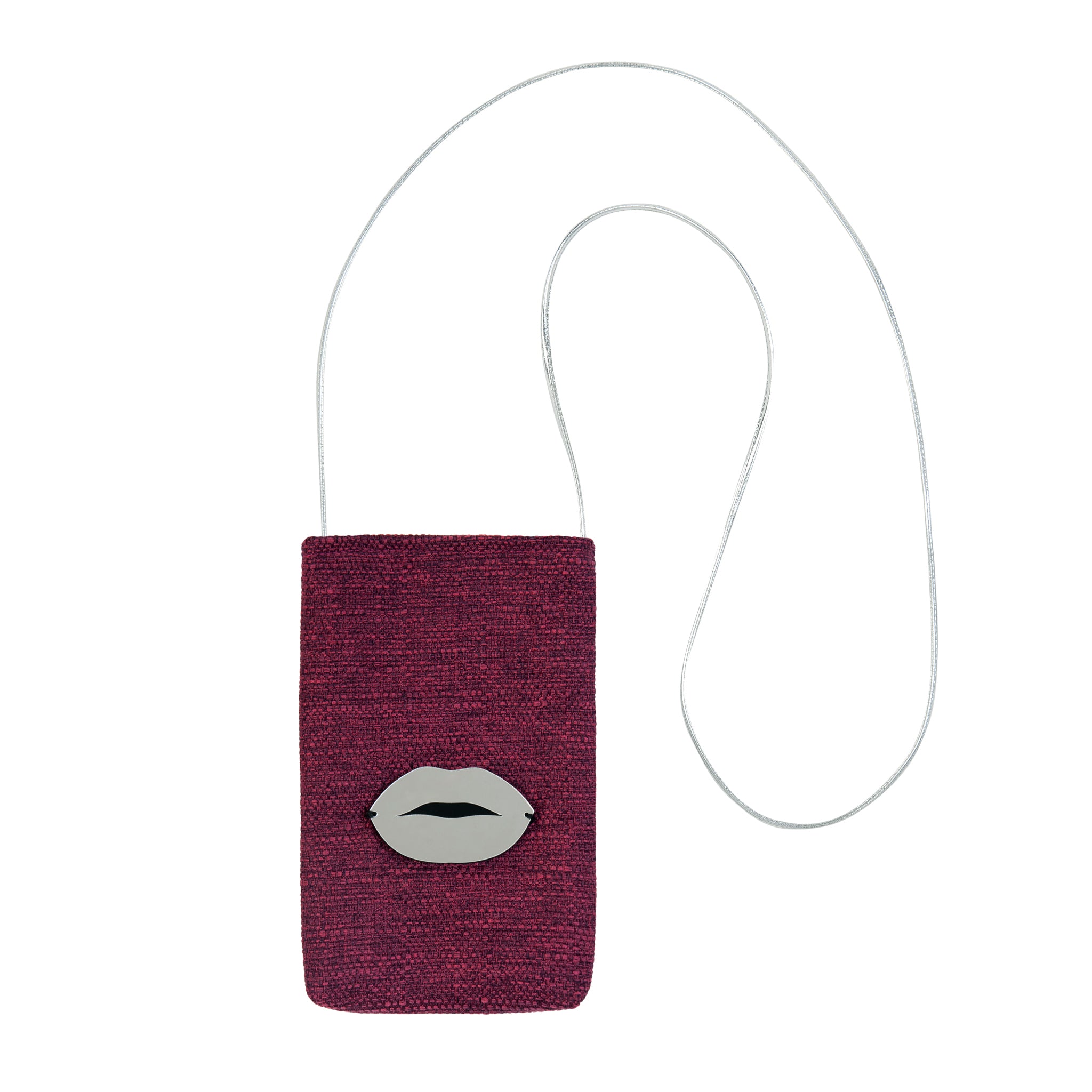 EV Mobile Pouch | Dark Fuschia Woven Lips