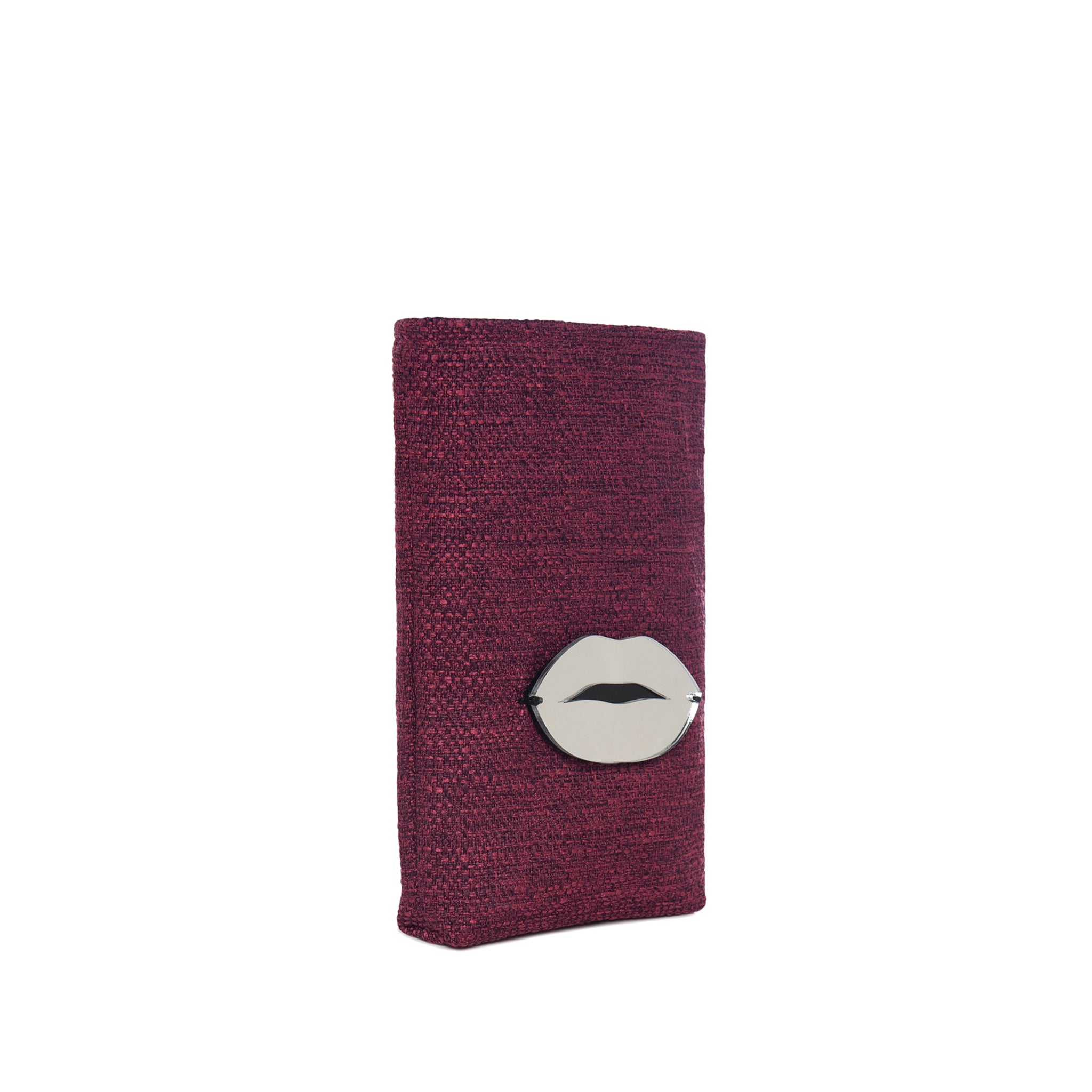 EV Mobile Pouch | Dark Fuschia Woven Lips