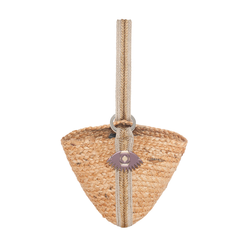 FEDRA Mini Straw Bag | Natural Copper Evil Eye - KOKU Concept