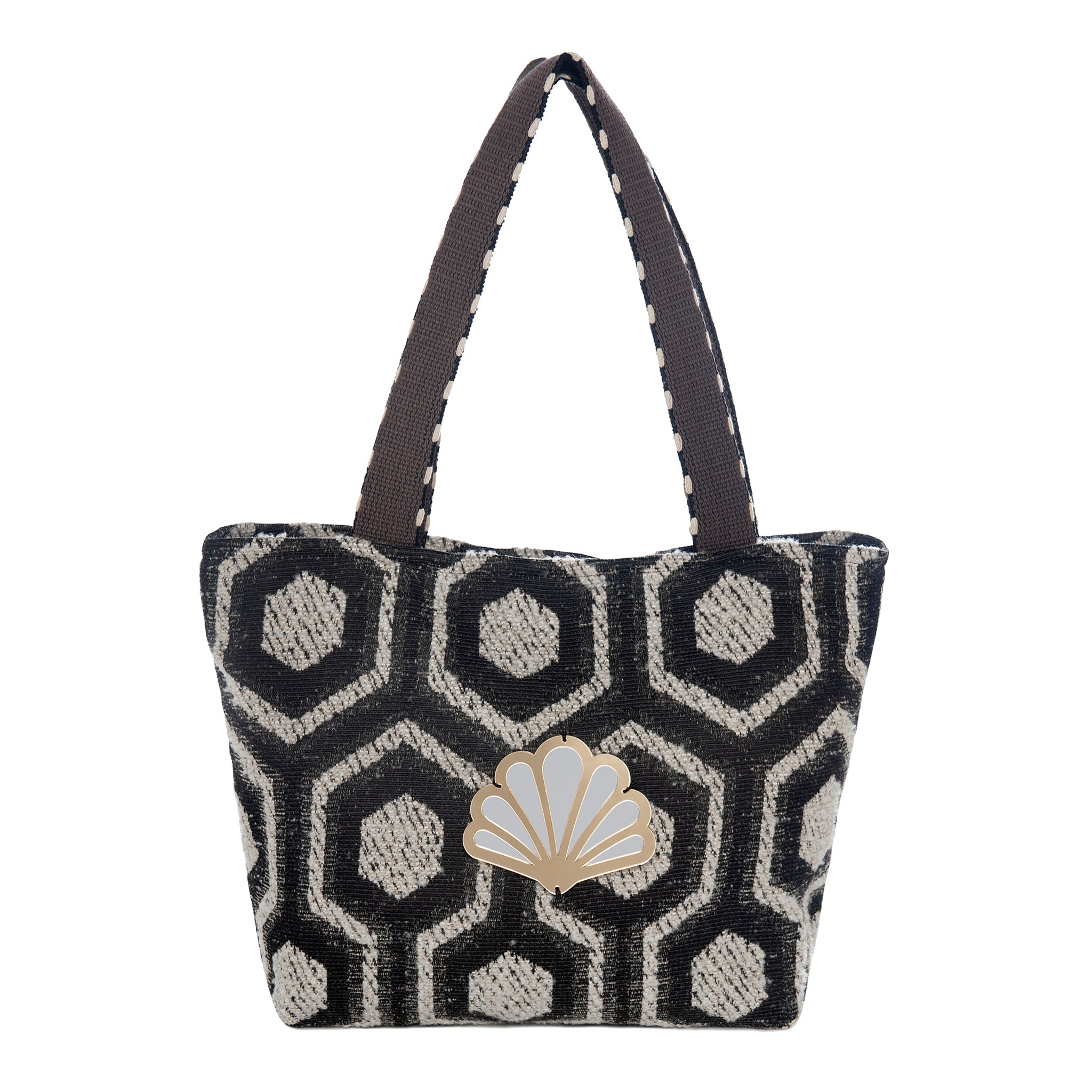 FIFI Tote bag | Grey Hexagon Peacock