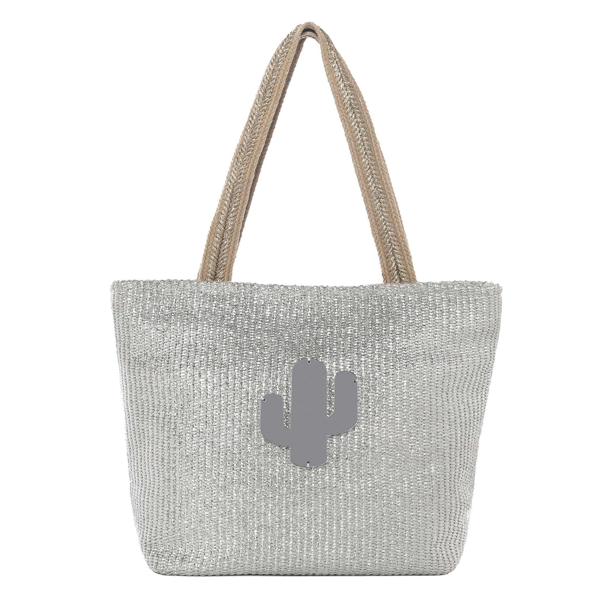 FIFI Small Tote bag | Silver Raffia Cactus