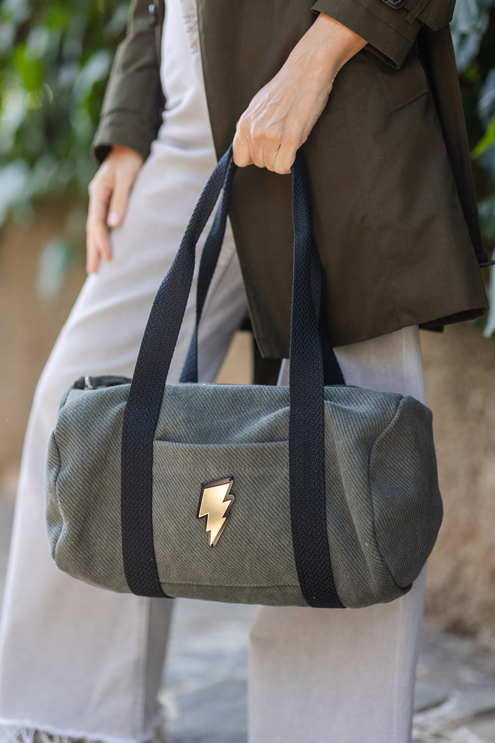 GABY Small Duffel bag | Khaki Denim Lightning
