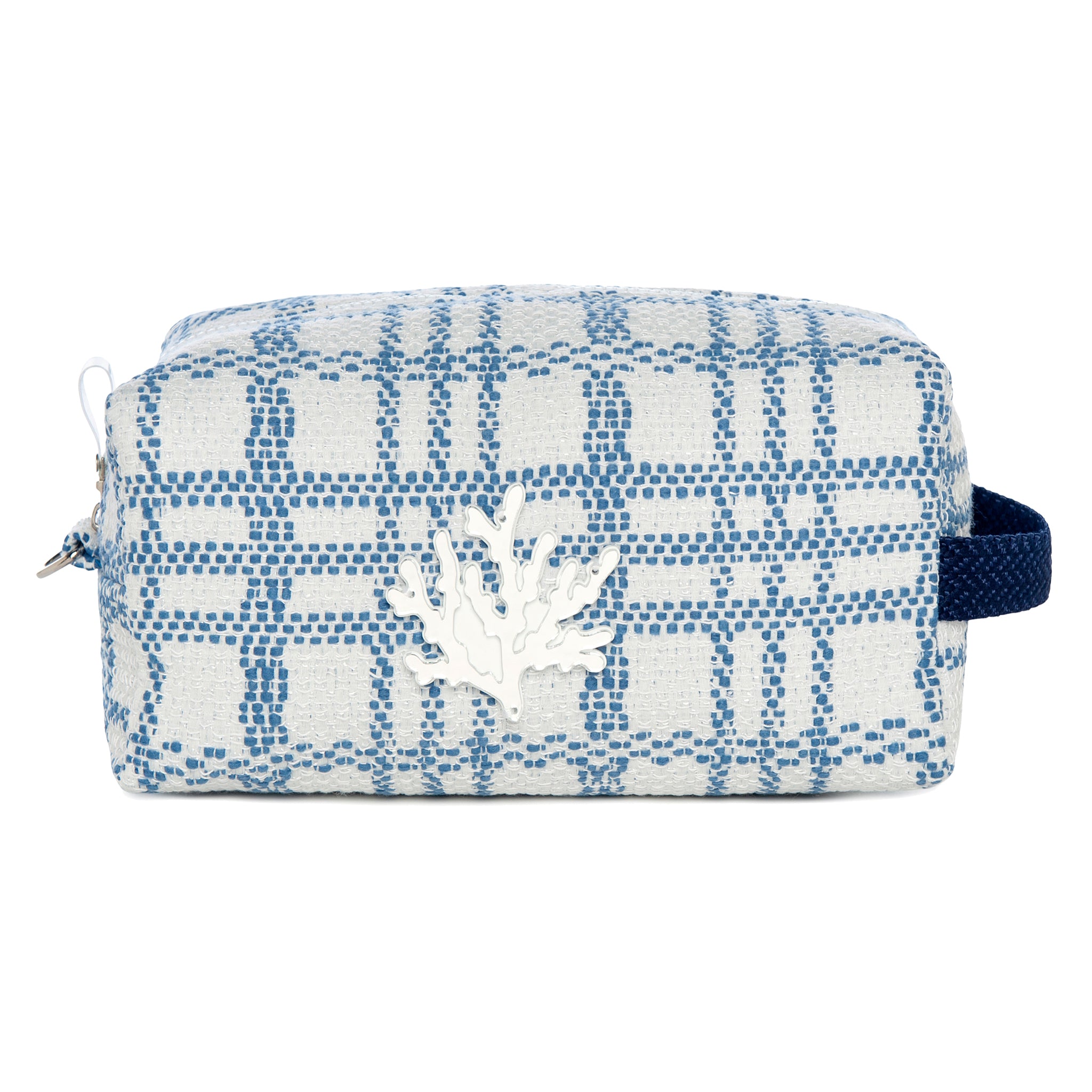 JUJU Pouch | Blue White Check Coral