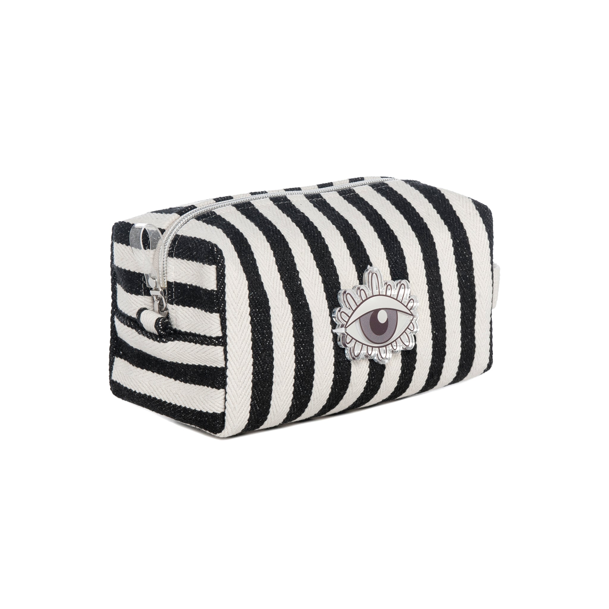 HAZEL Pouch | Black Stripes Evil Eye