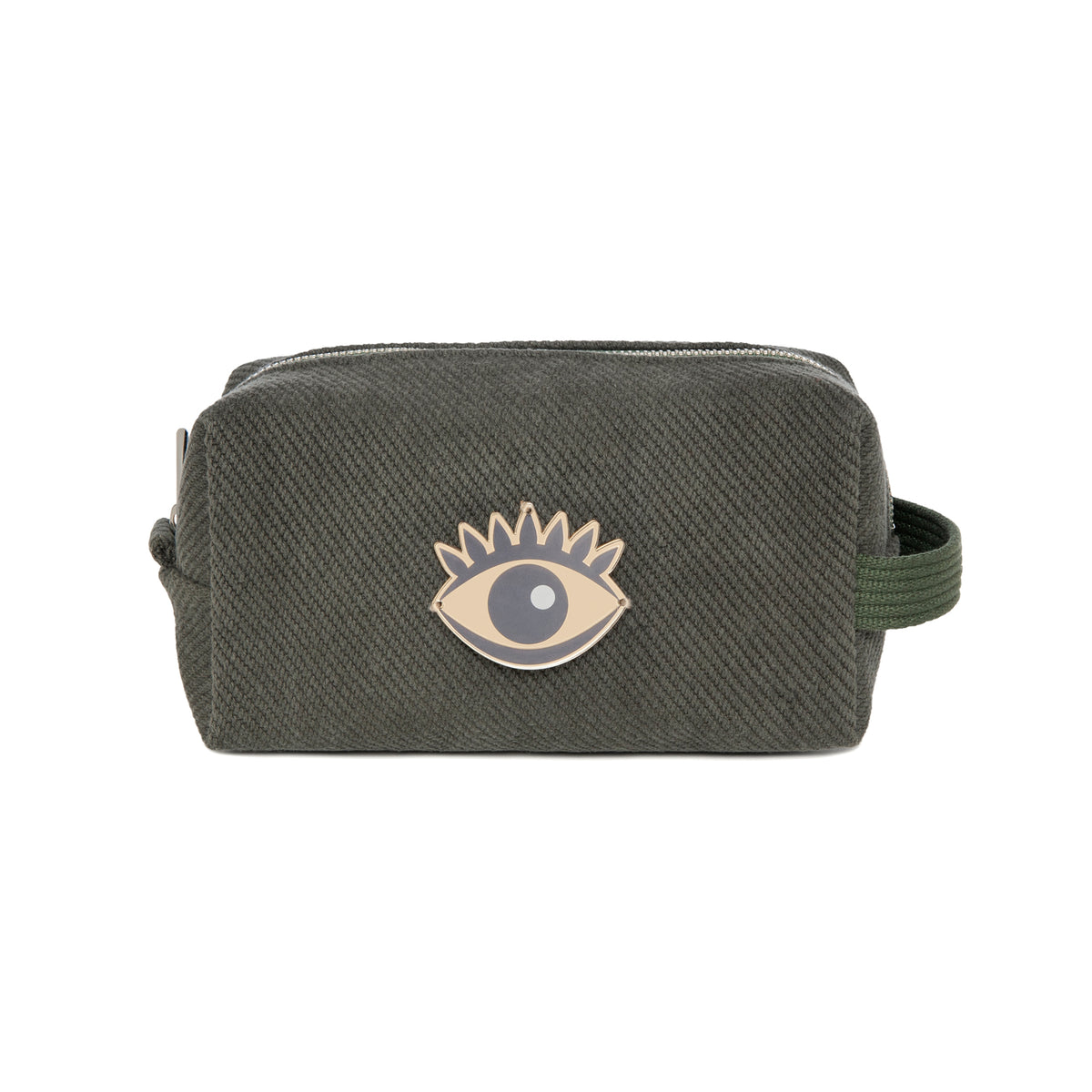 HAZEL Pouch | Khaki Denim Evil Eye
