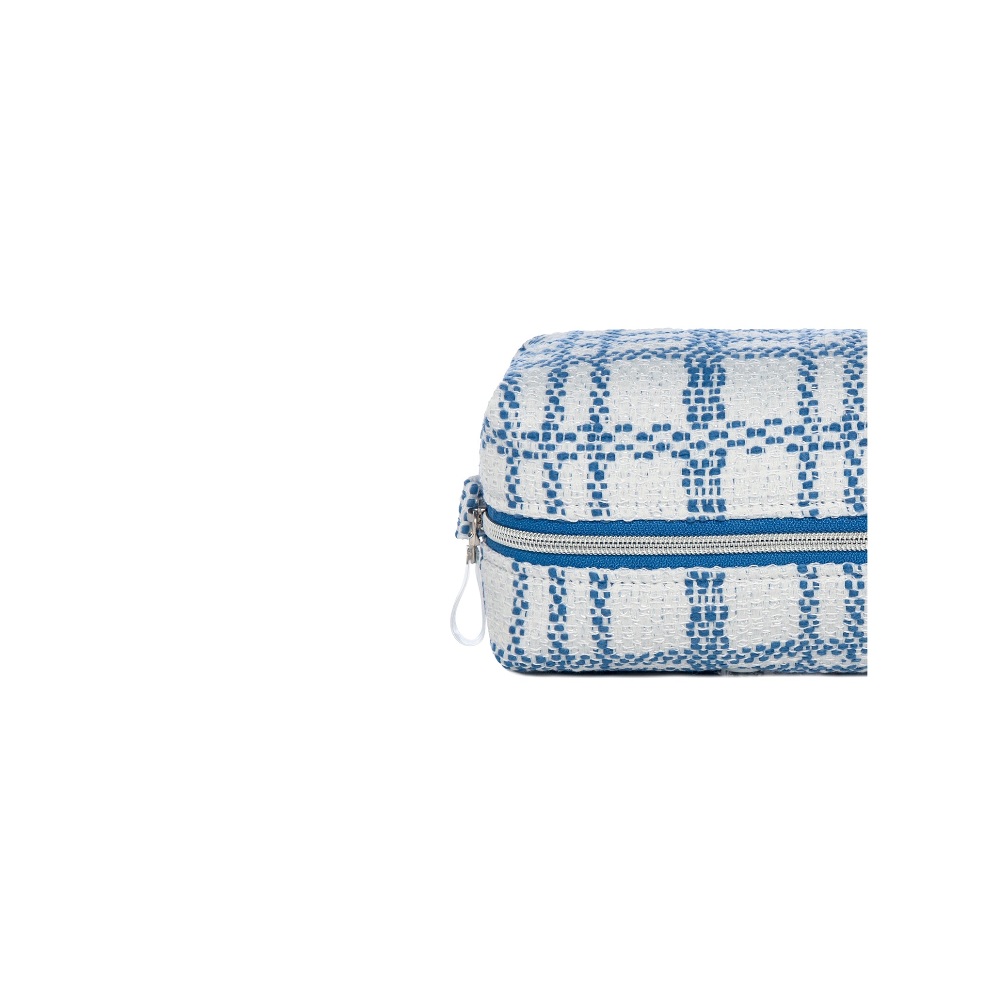 HAZEL Pouch | Blue White Check Flamingo