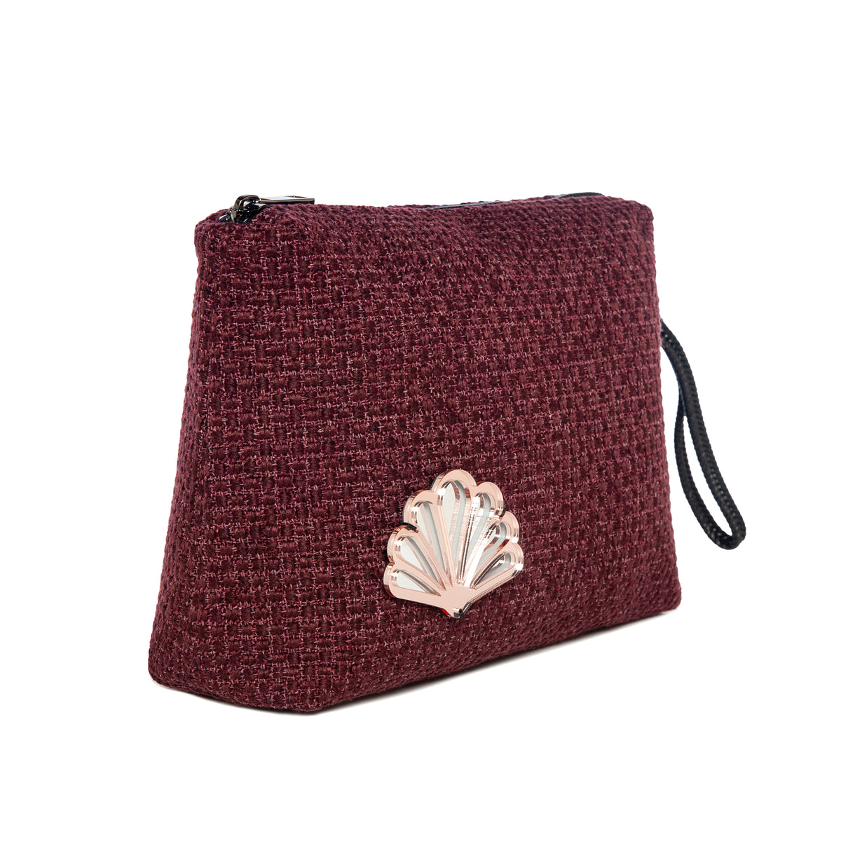 INES Pouch | Burgundy Woven Peacock