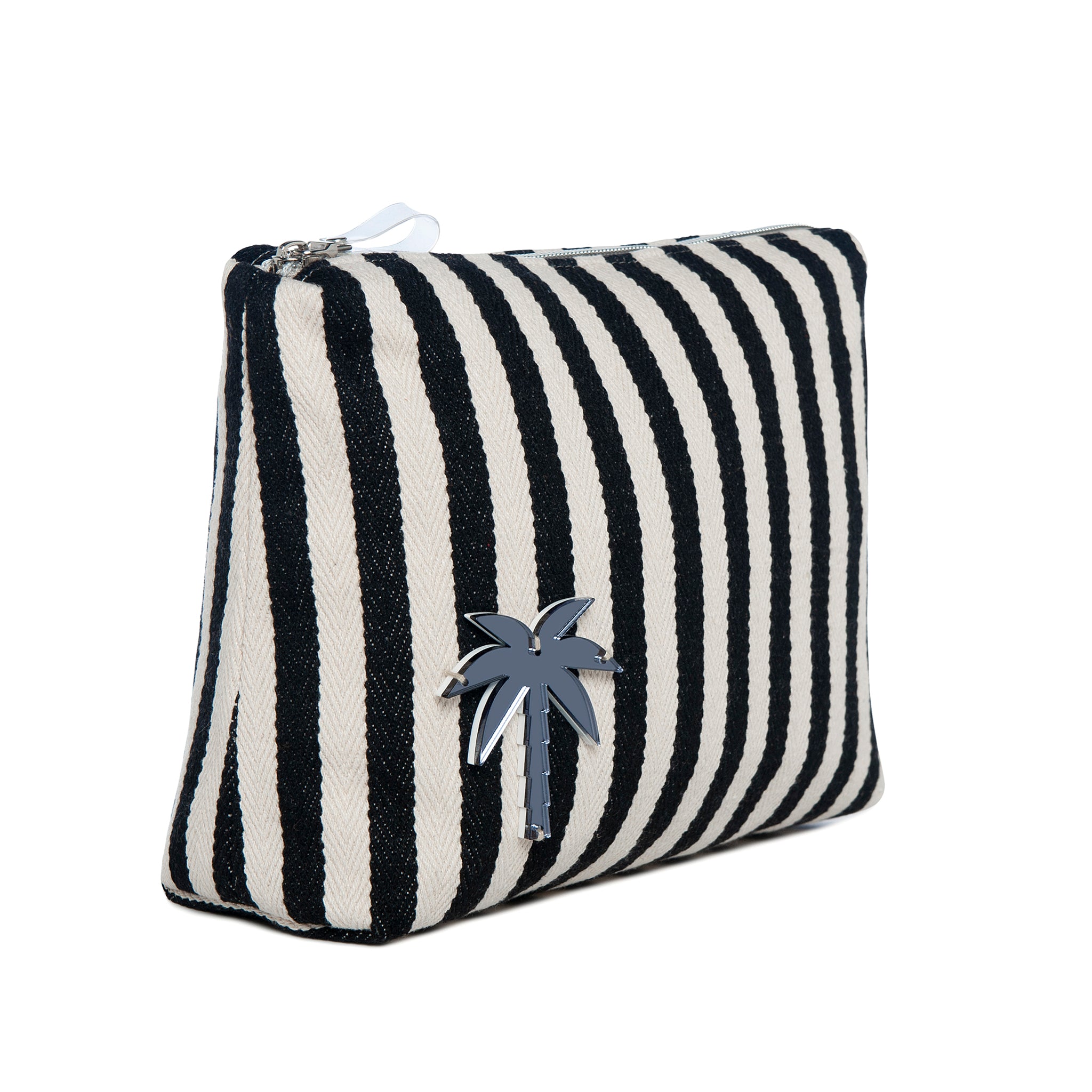 INES Pouch | Black Stripes Palm Tree