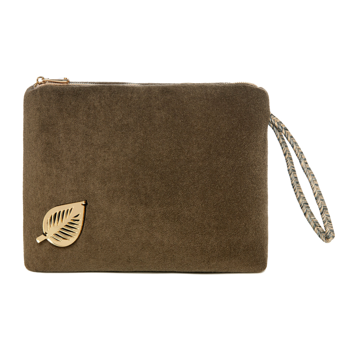 INES Pouch | Khaki Towel Leaf