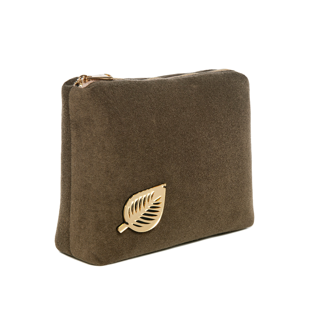 INES Pouch | Khaki Towel Leaf