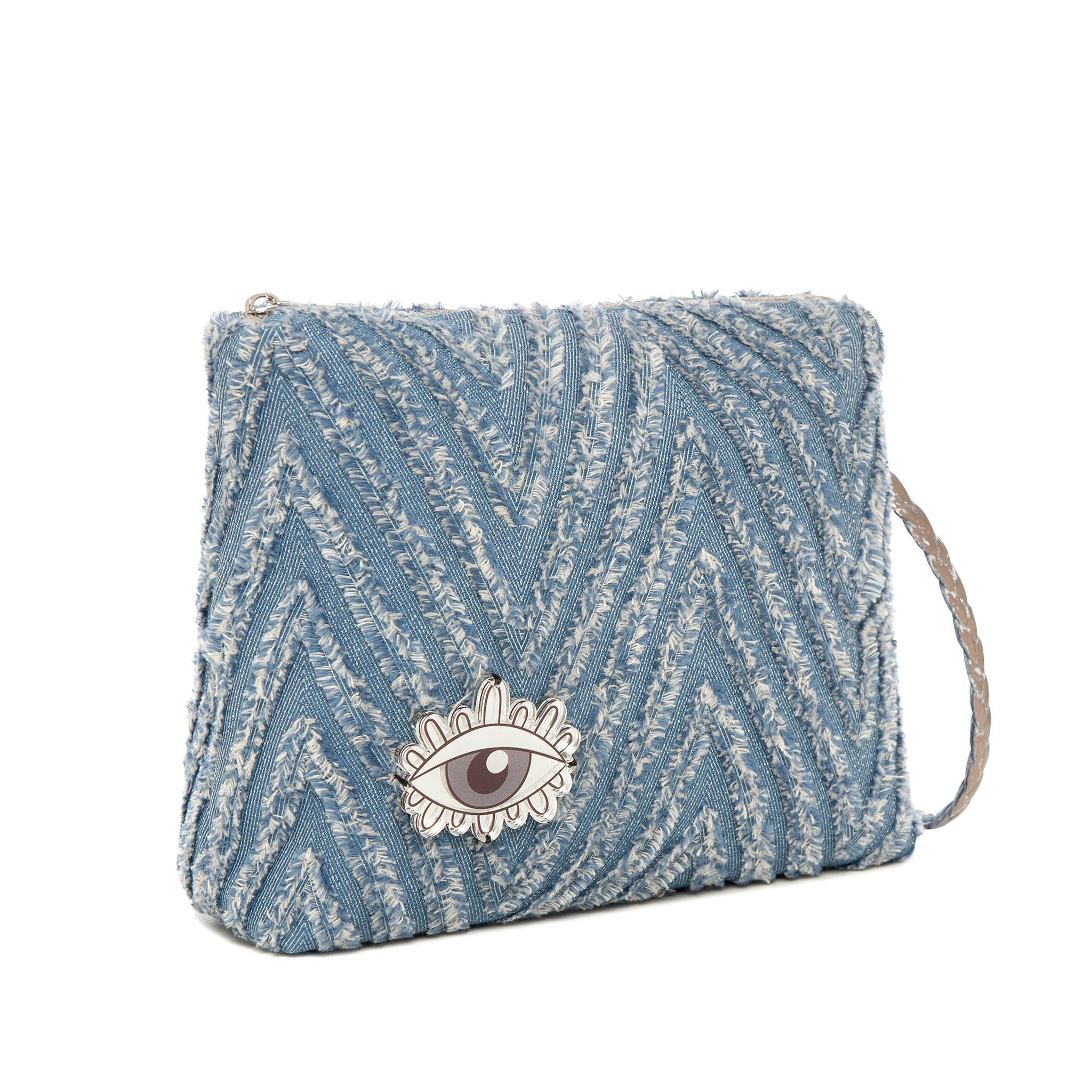 INES Pouch | Light Blue Fringe Evil Eye