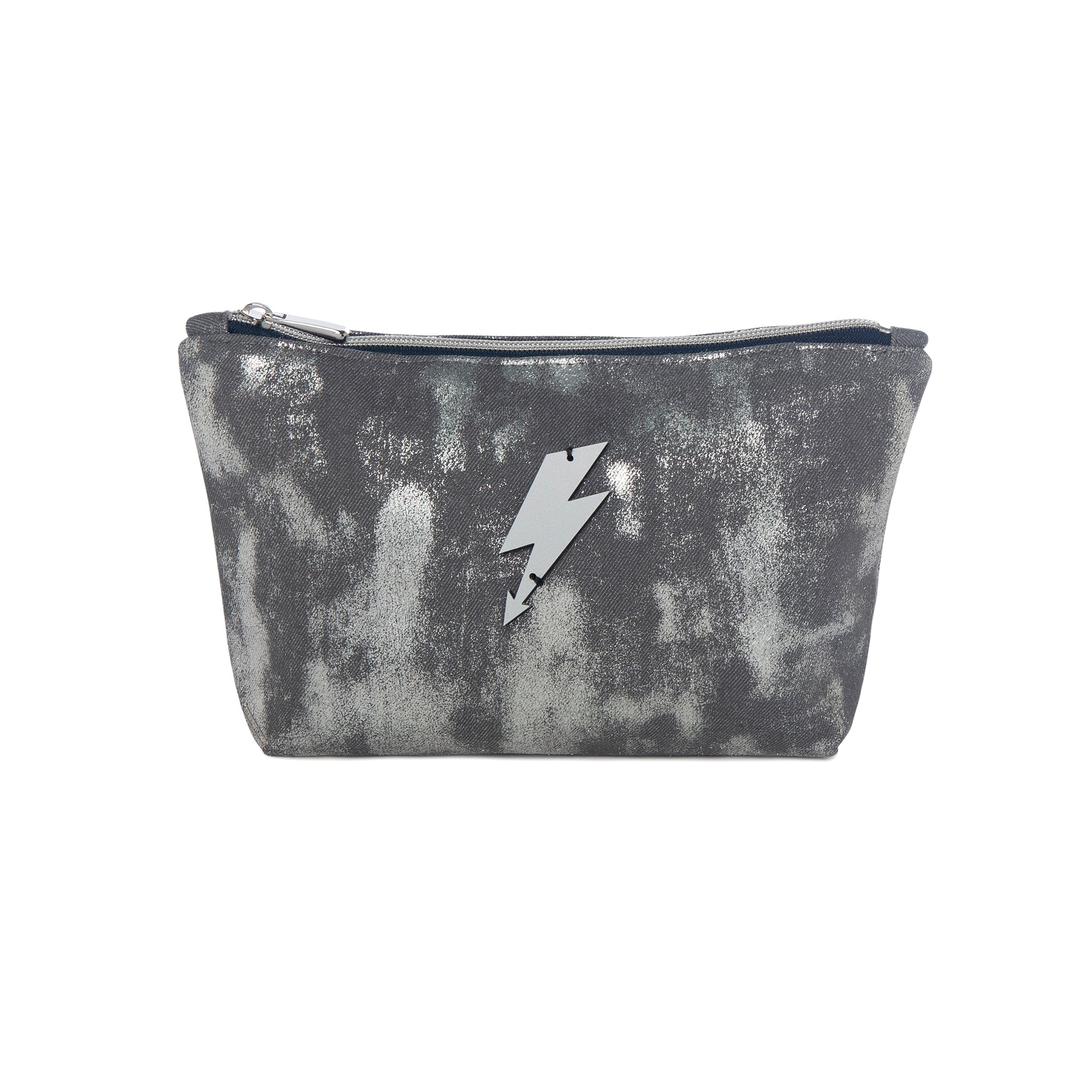 MARGO Pouch | Grey Shinny Canvas Arrow Lightning