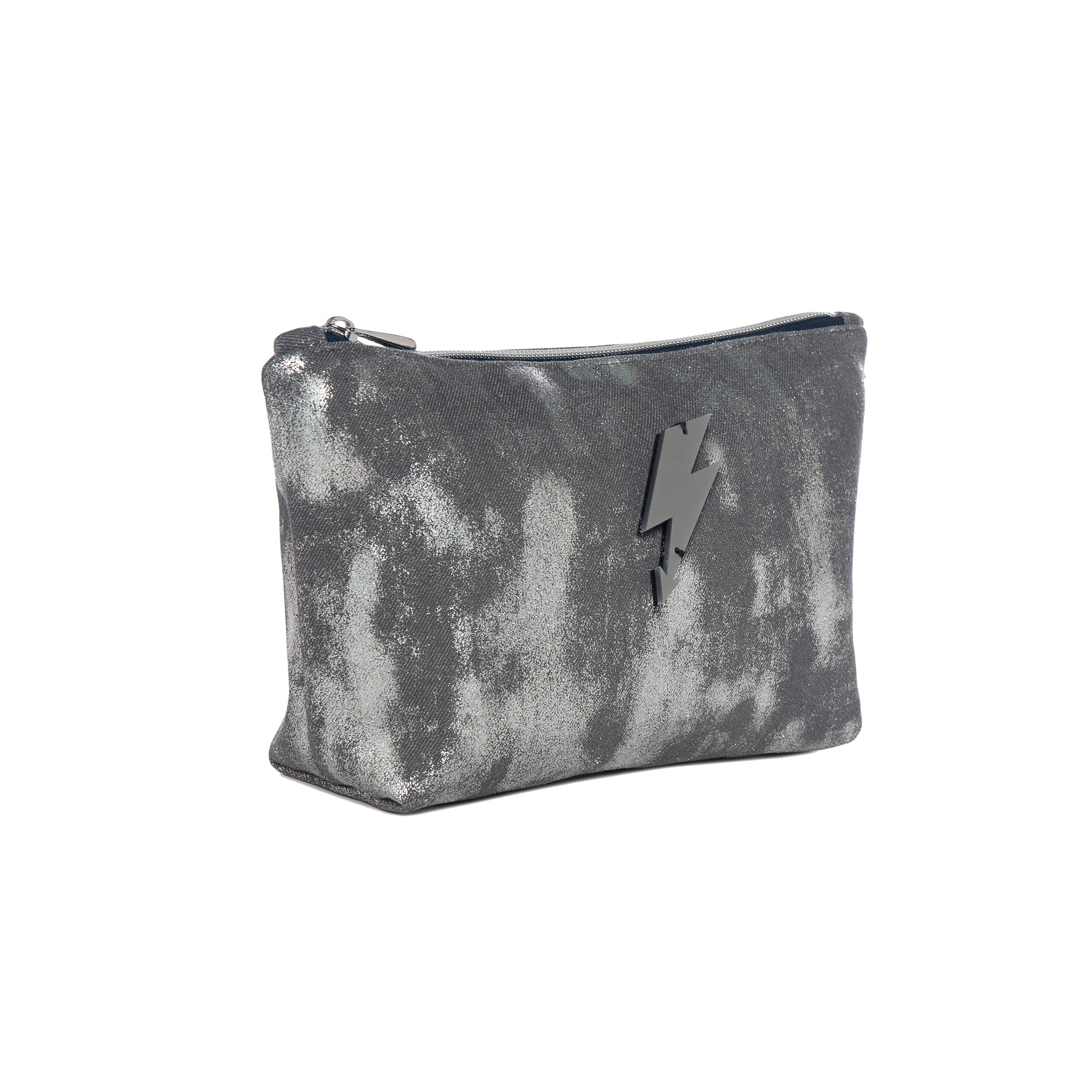 MARGO Pouch | Grey Shinny Canvas Arrow Lightning