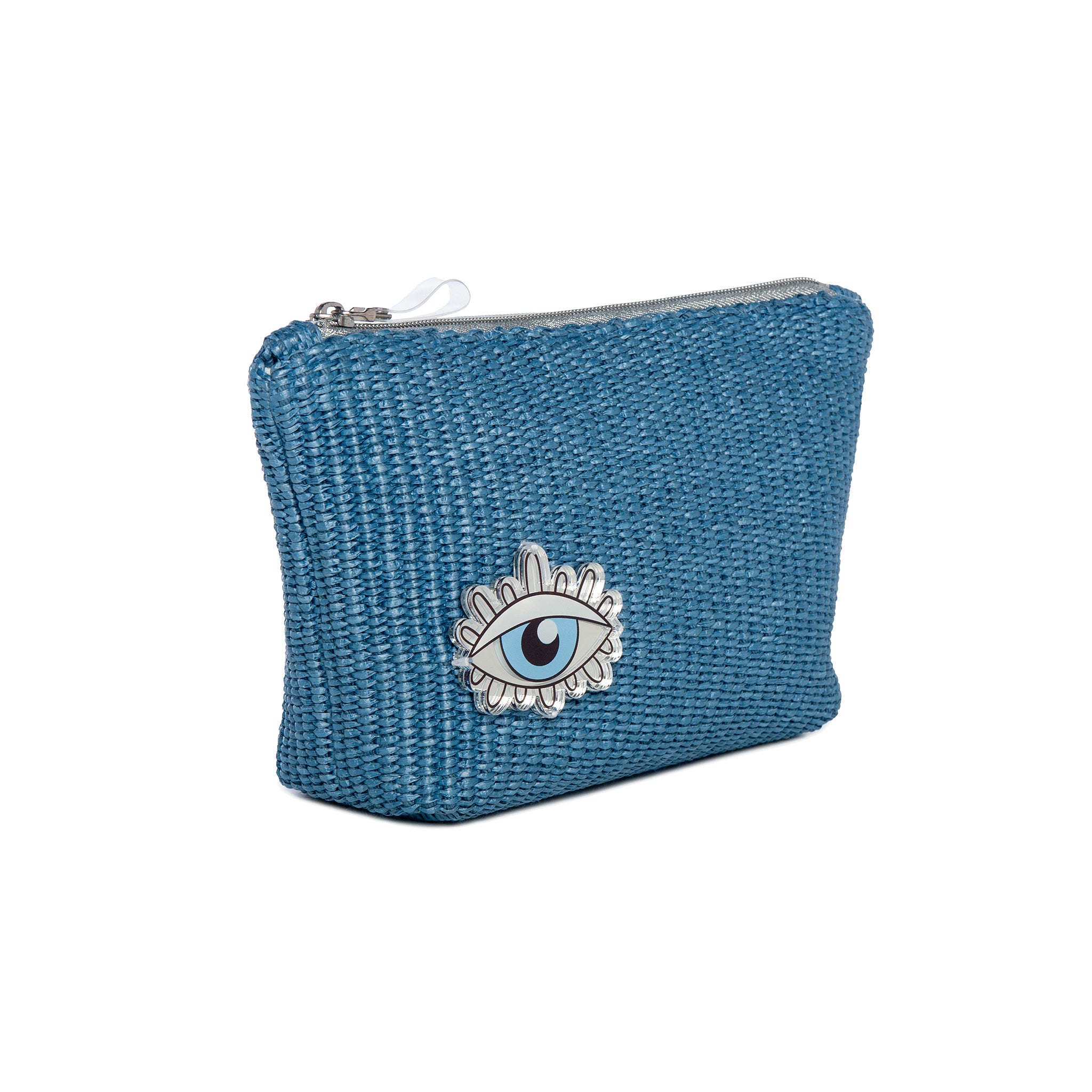 MARGO Pouch | Blue Sea Raffia Evil Eye