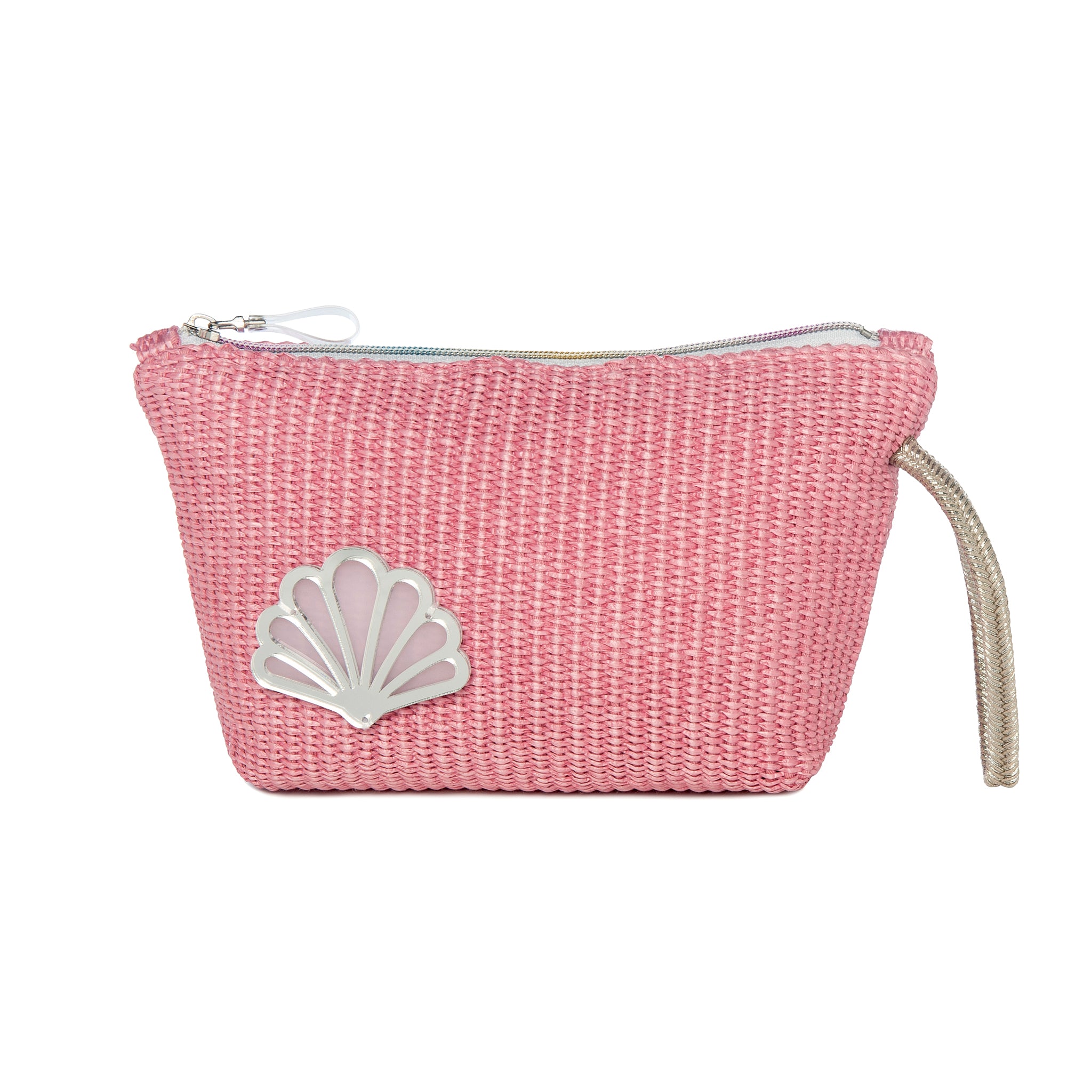 MARGO Pouch | Bubblegum Raffia Peacock