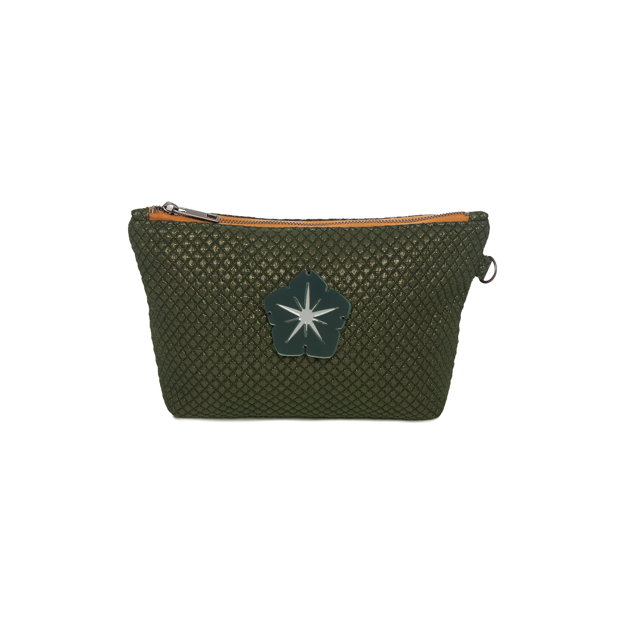 MARGO Pouch | Shinny Dark Green Flower