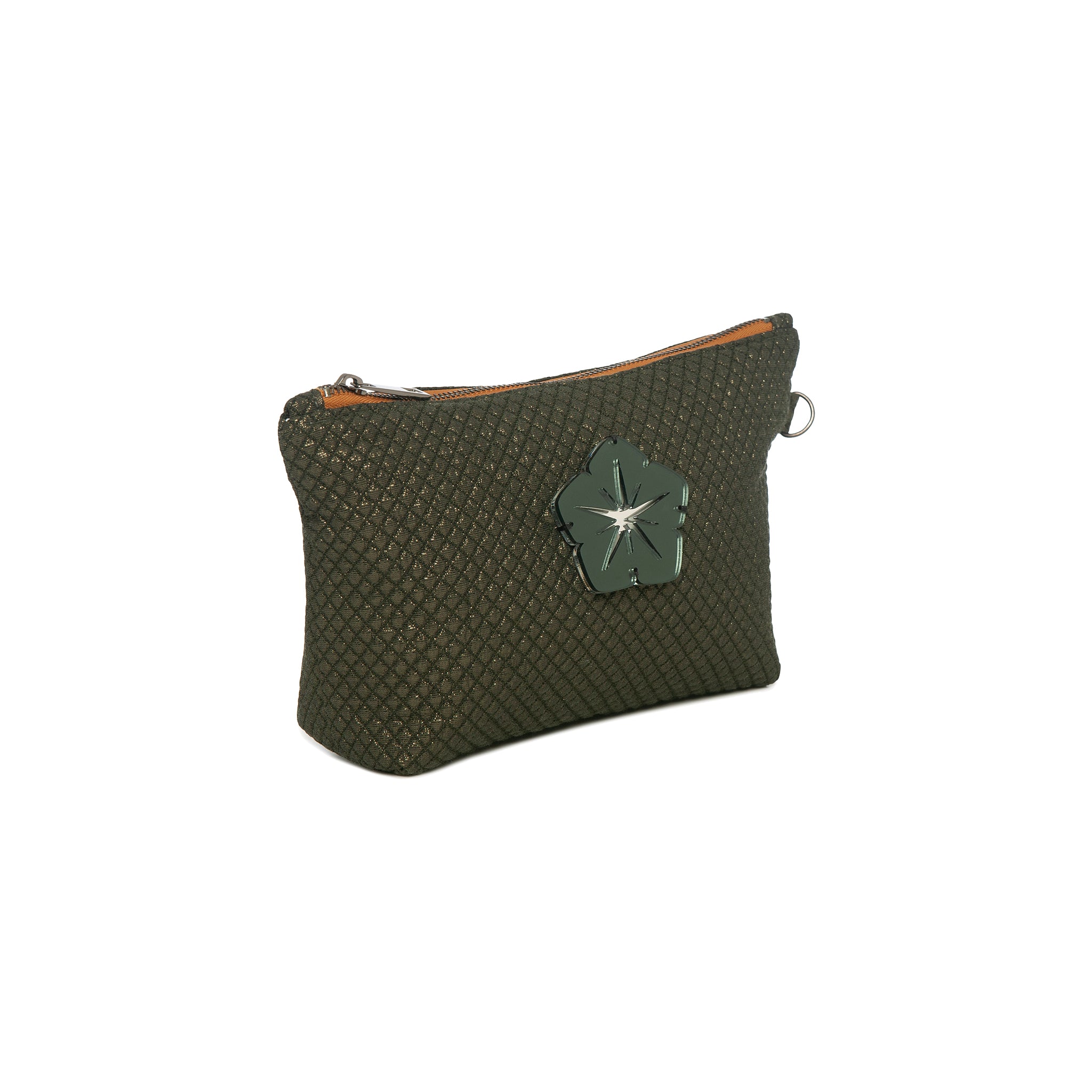 MARGO Pouch | Shinny Dark Green Flower