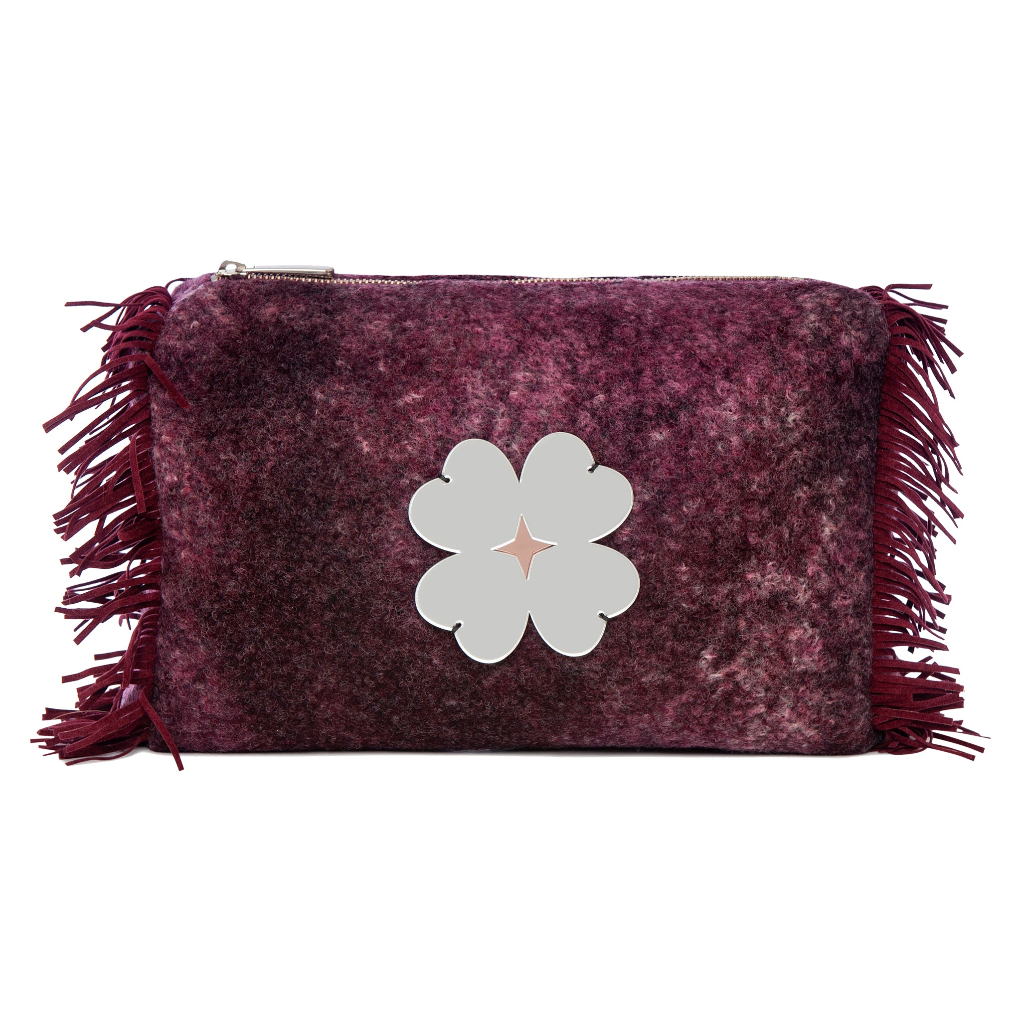 MELISSA Pouch | Aubergine Washed Wool Flower
