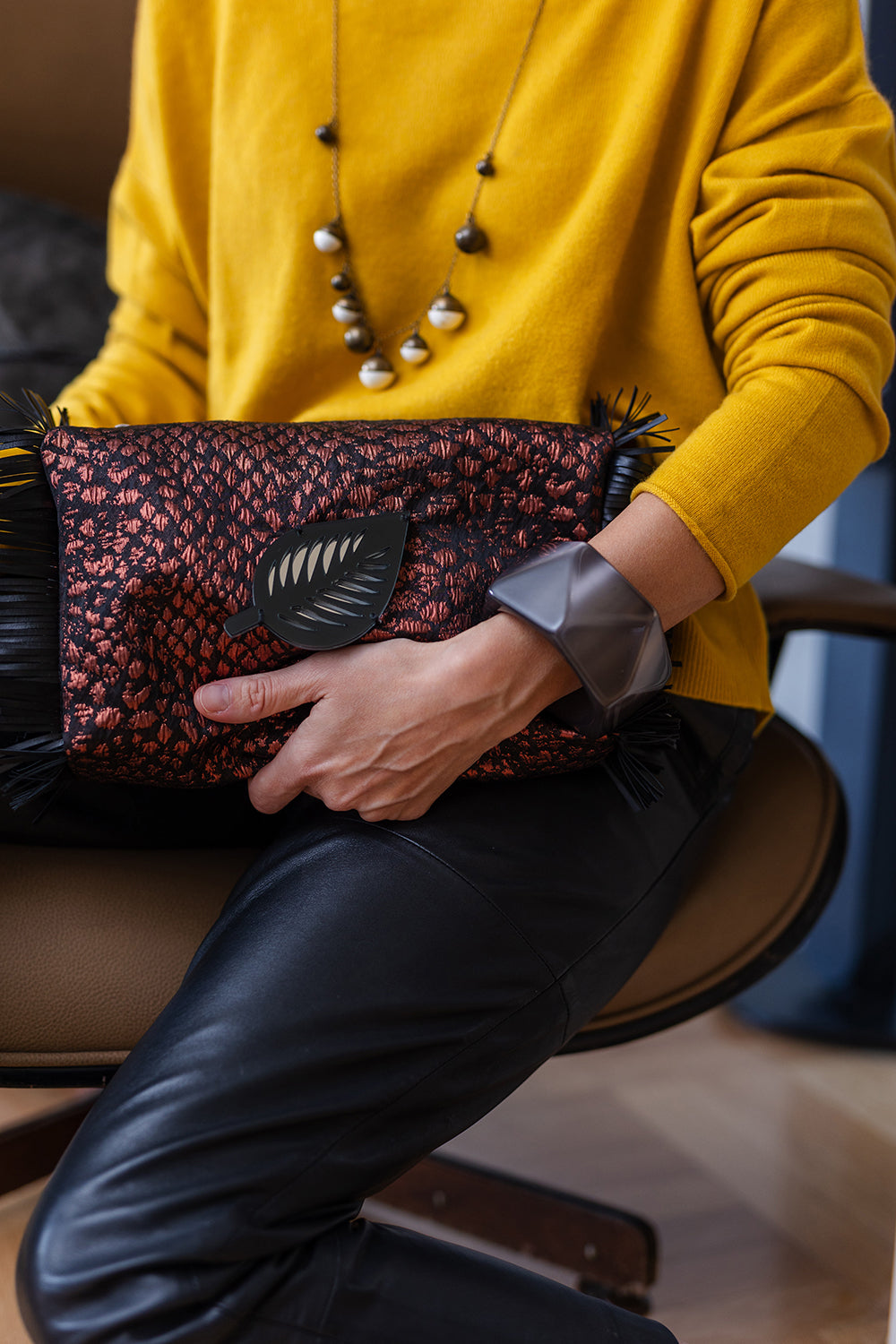 MELISSA Pouch | Copper Croc Leaf