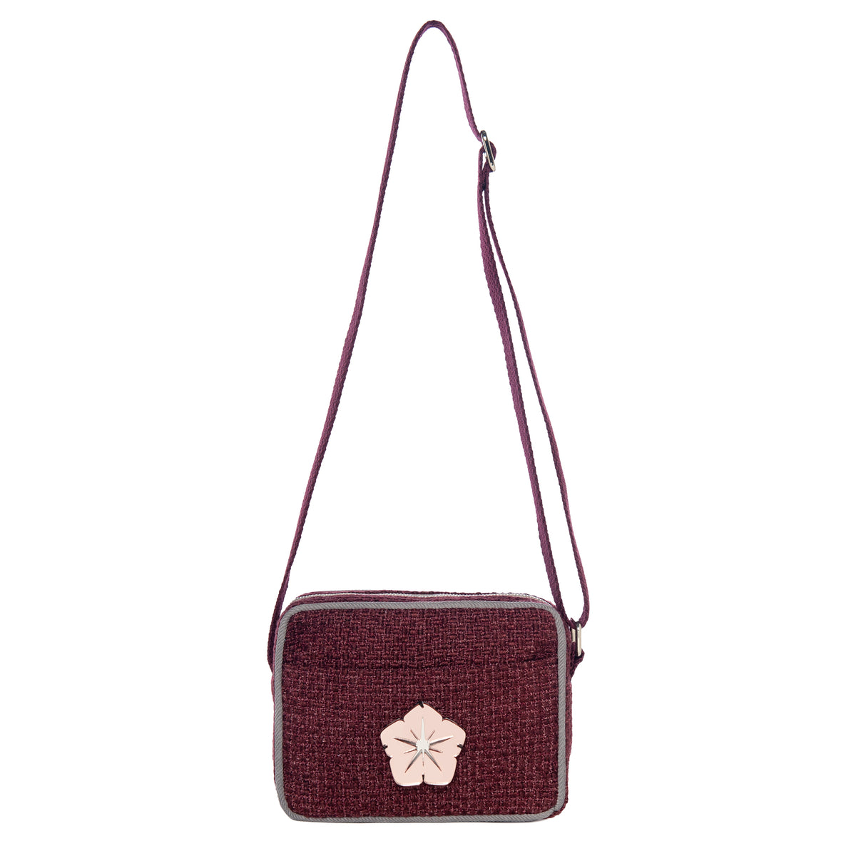MIMI Shoulder bag small | Burgundy Weave Flower