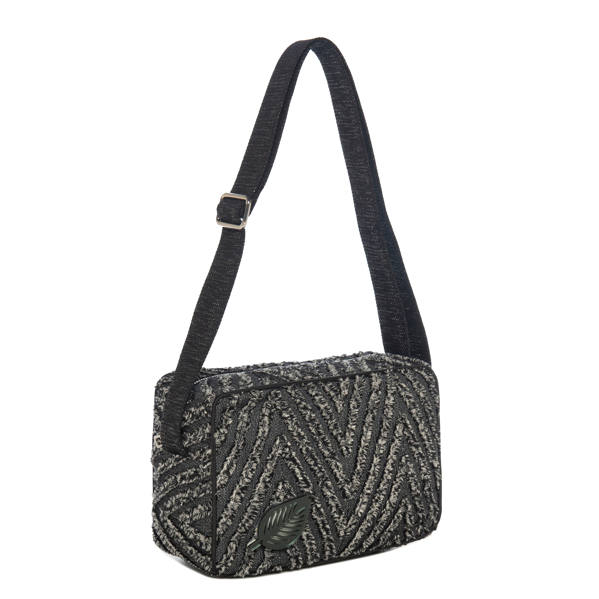 NADIA Shoulder Bag | Black Fringe Leaf