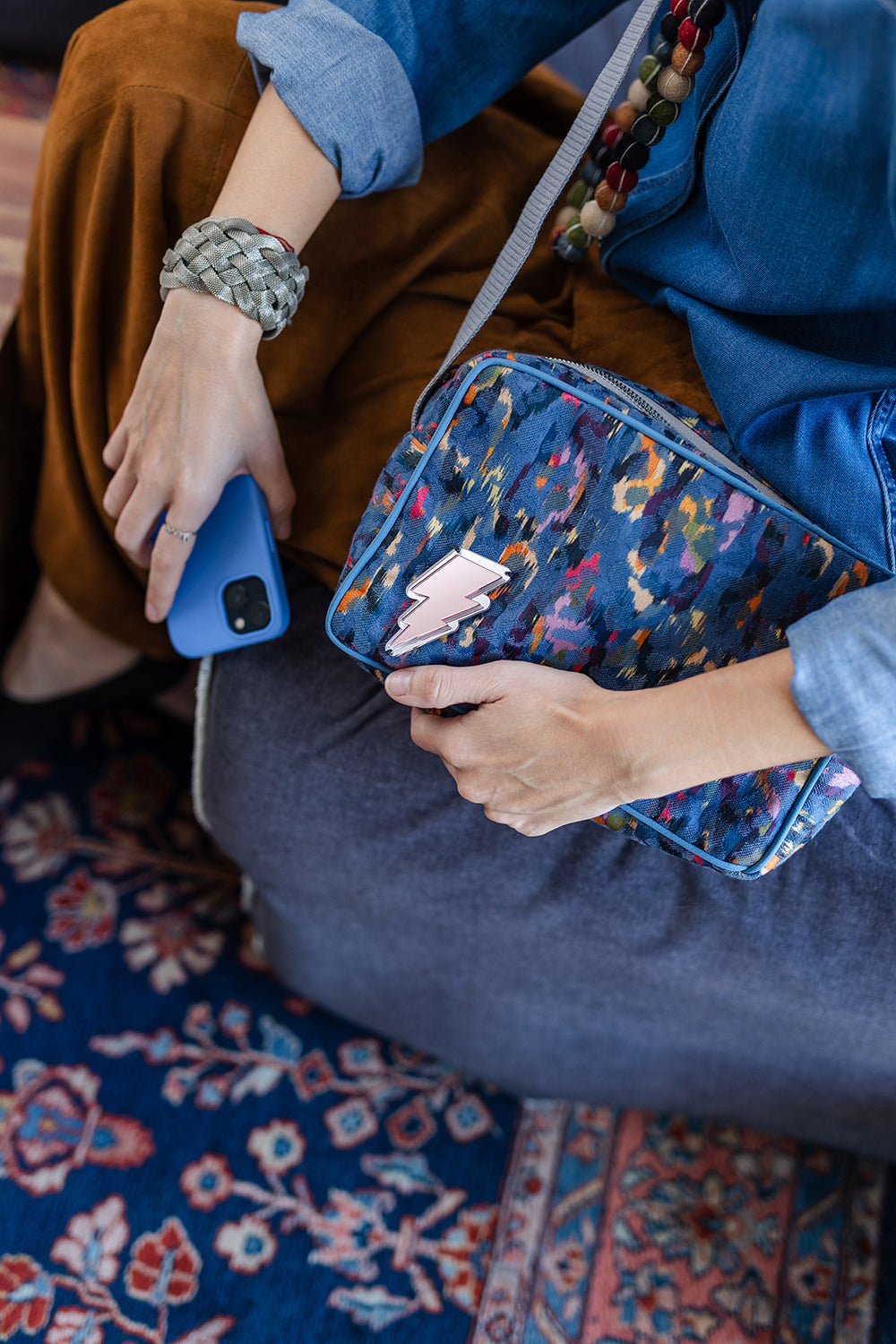NADIA Shoulder Bag | Blue Paint Brush Lighting