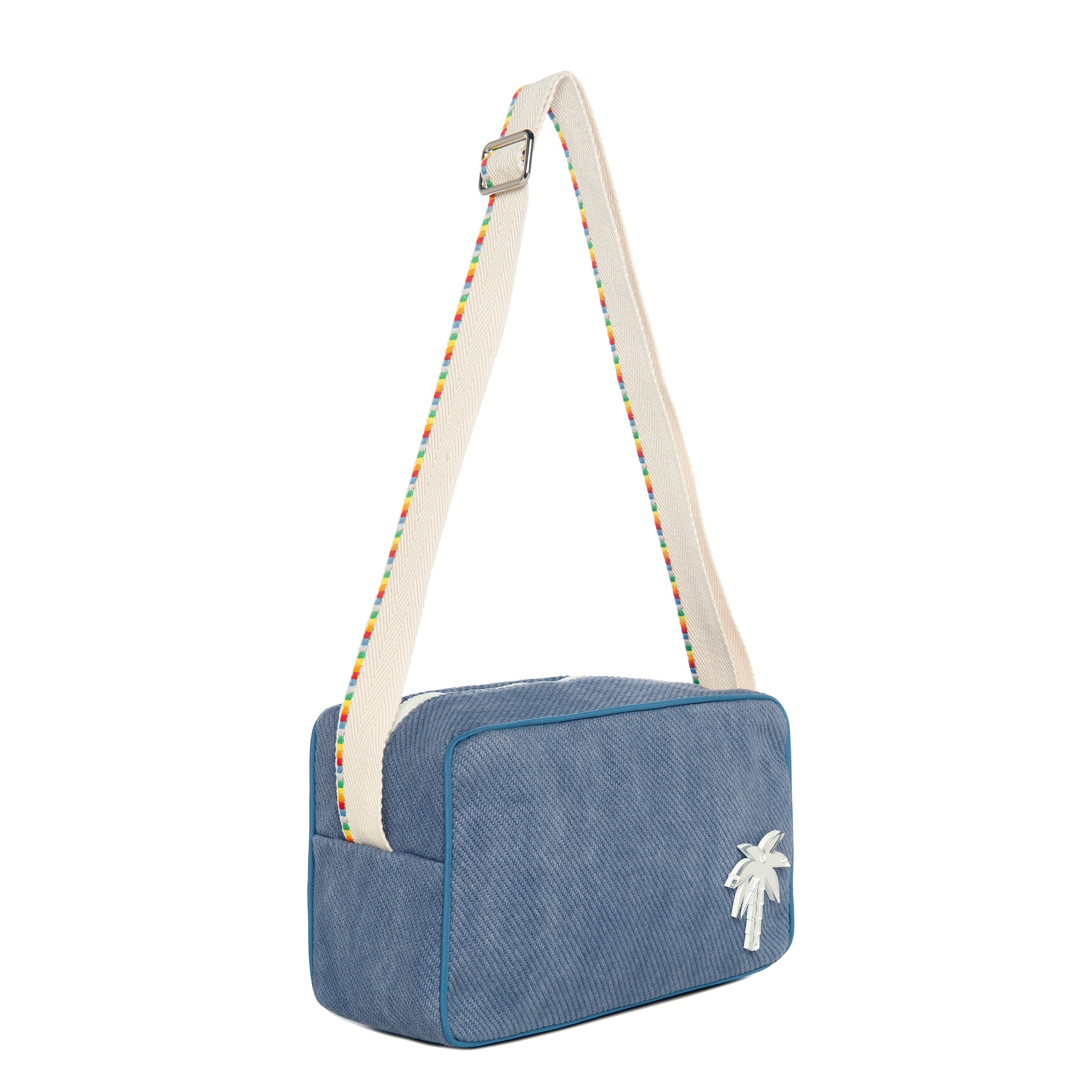 NADIA Shoulder Bag | Blue diagonal Palm tree