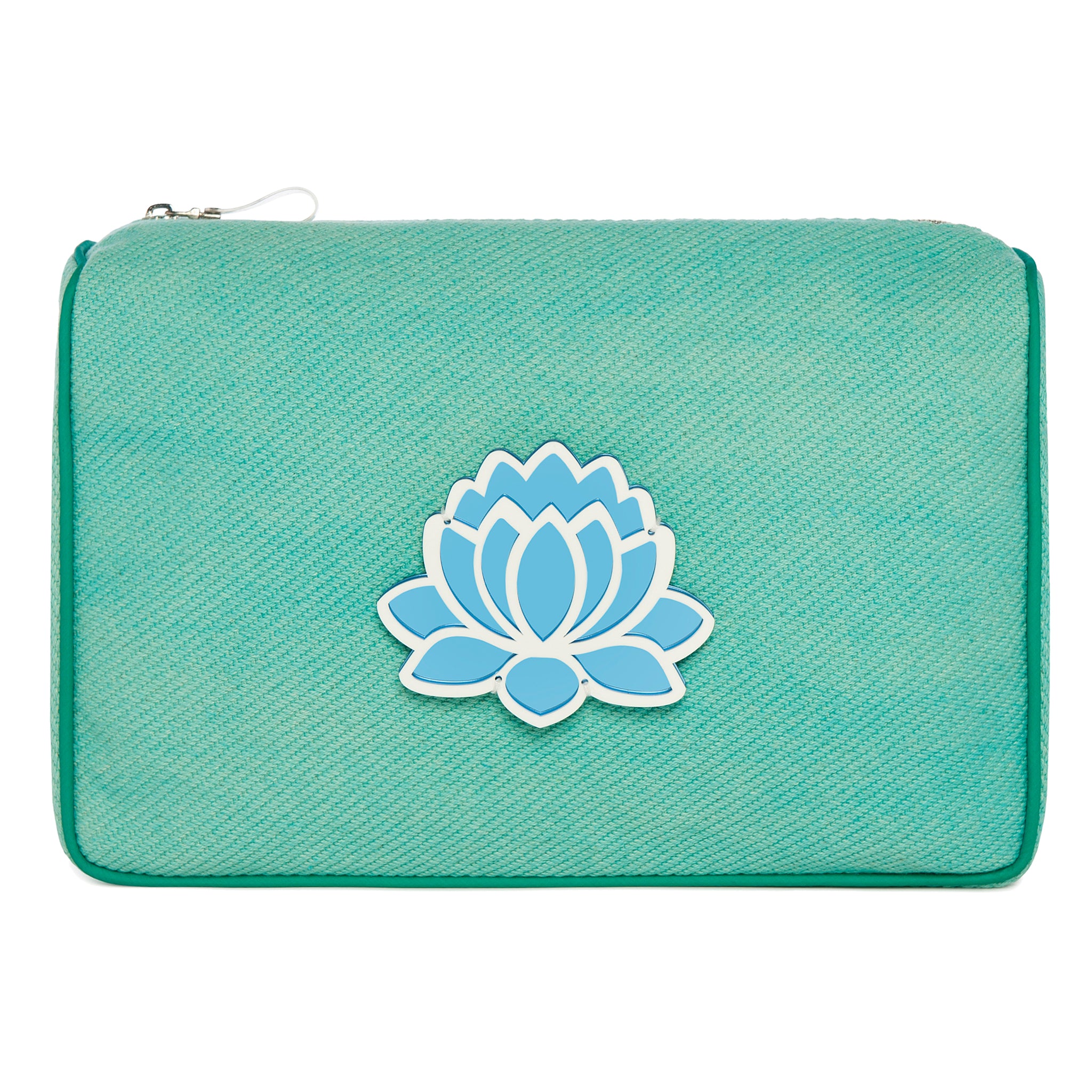 OLIVIA Pouch | Aqua Diagonal Waterlily