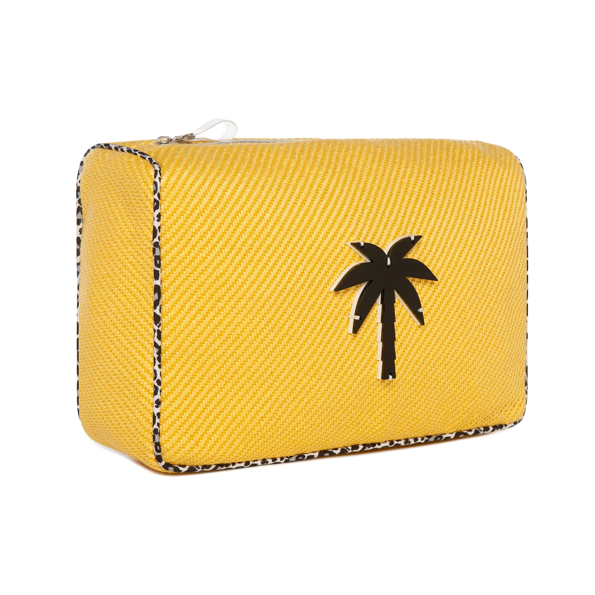 OLIVIA Pouch | Bright Yellow Woven Palm tree