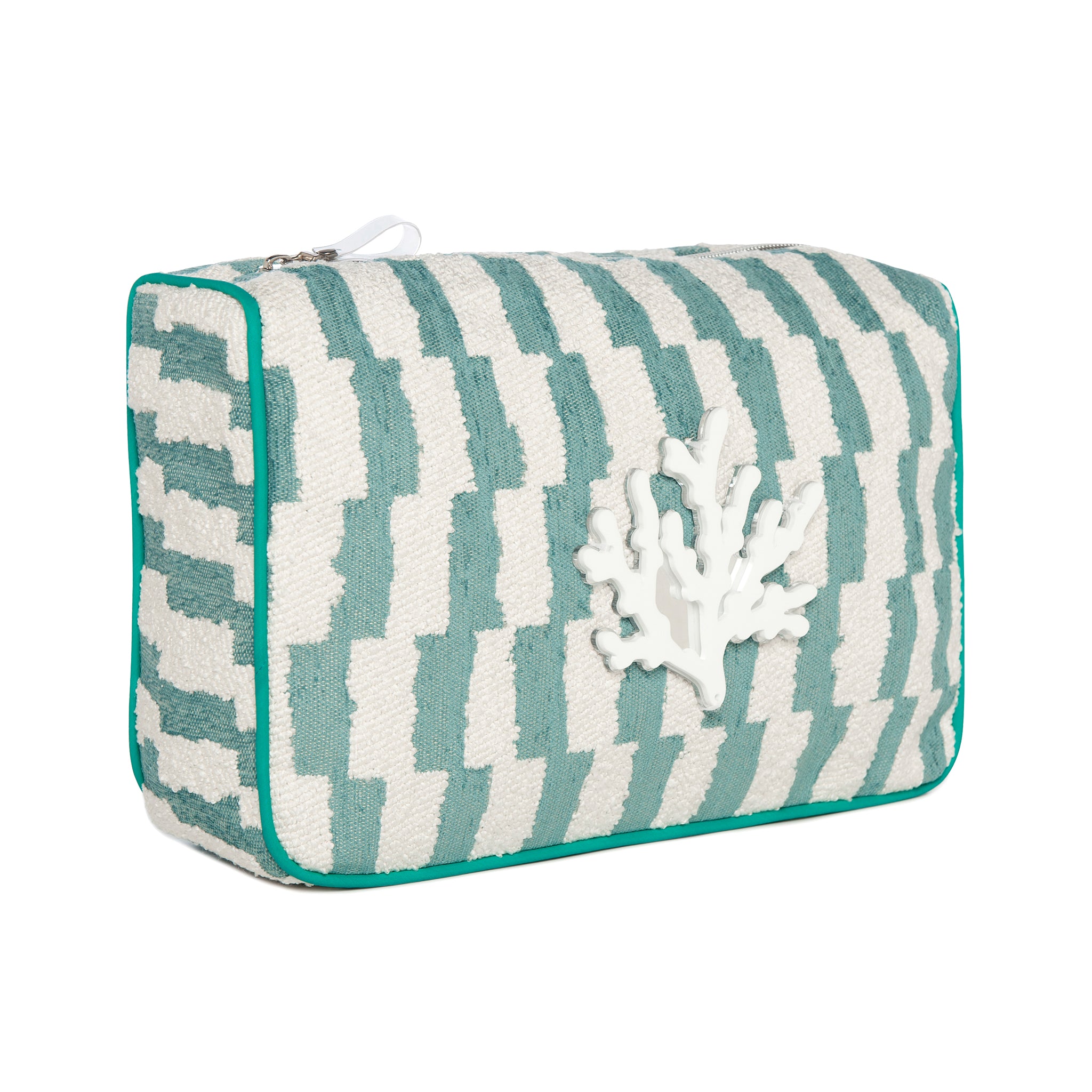 OLIVIA Pouch | Green White Brick Coral