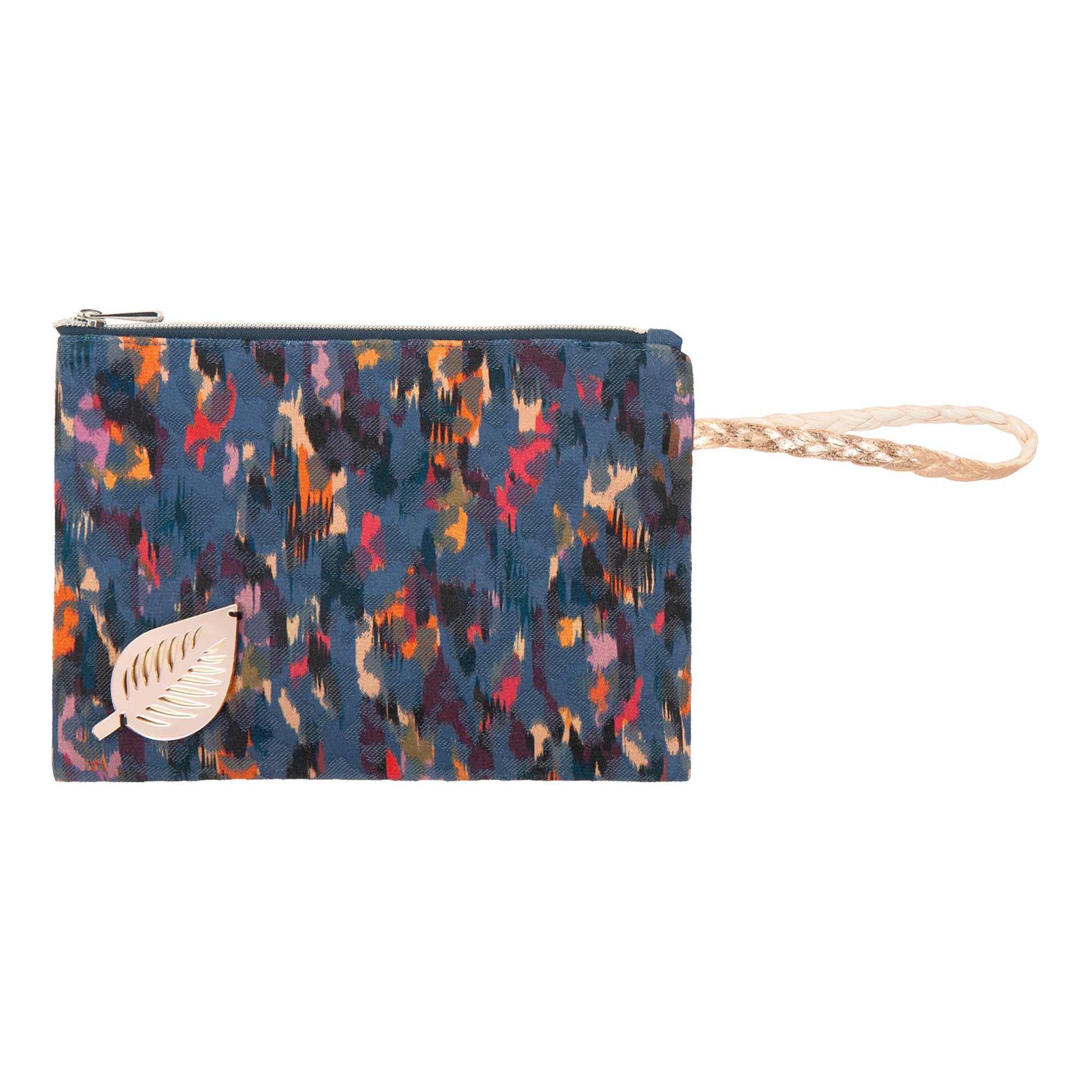 STELLA Pouch | Blue Paint Brush Leaf