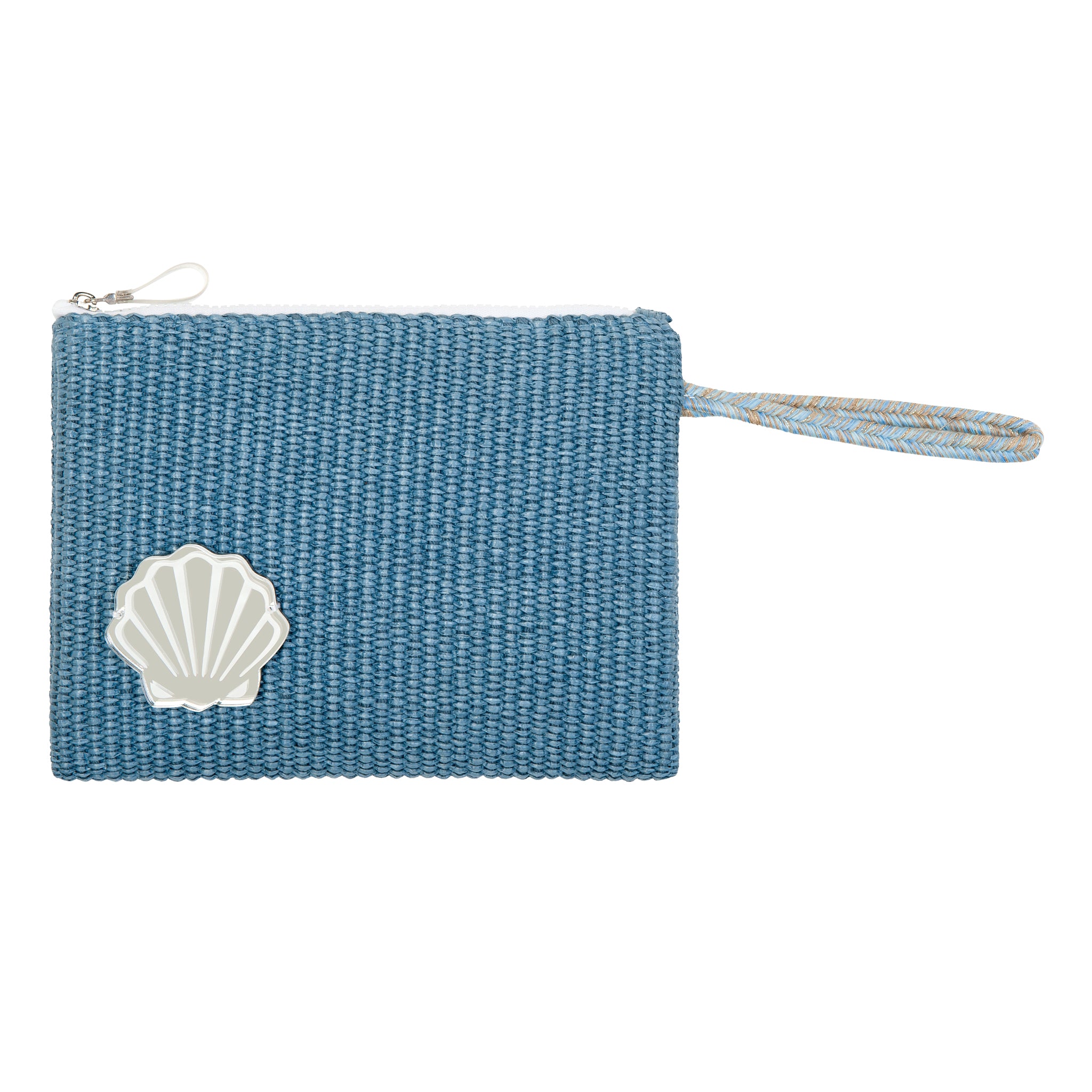 STELLA Pouch | Blue Sea Raffia Shell