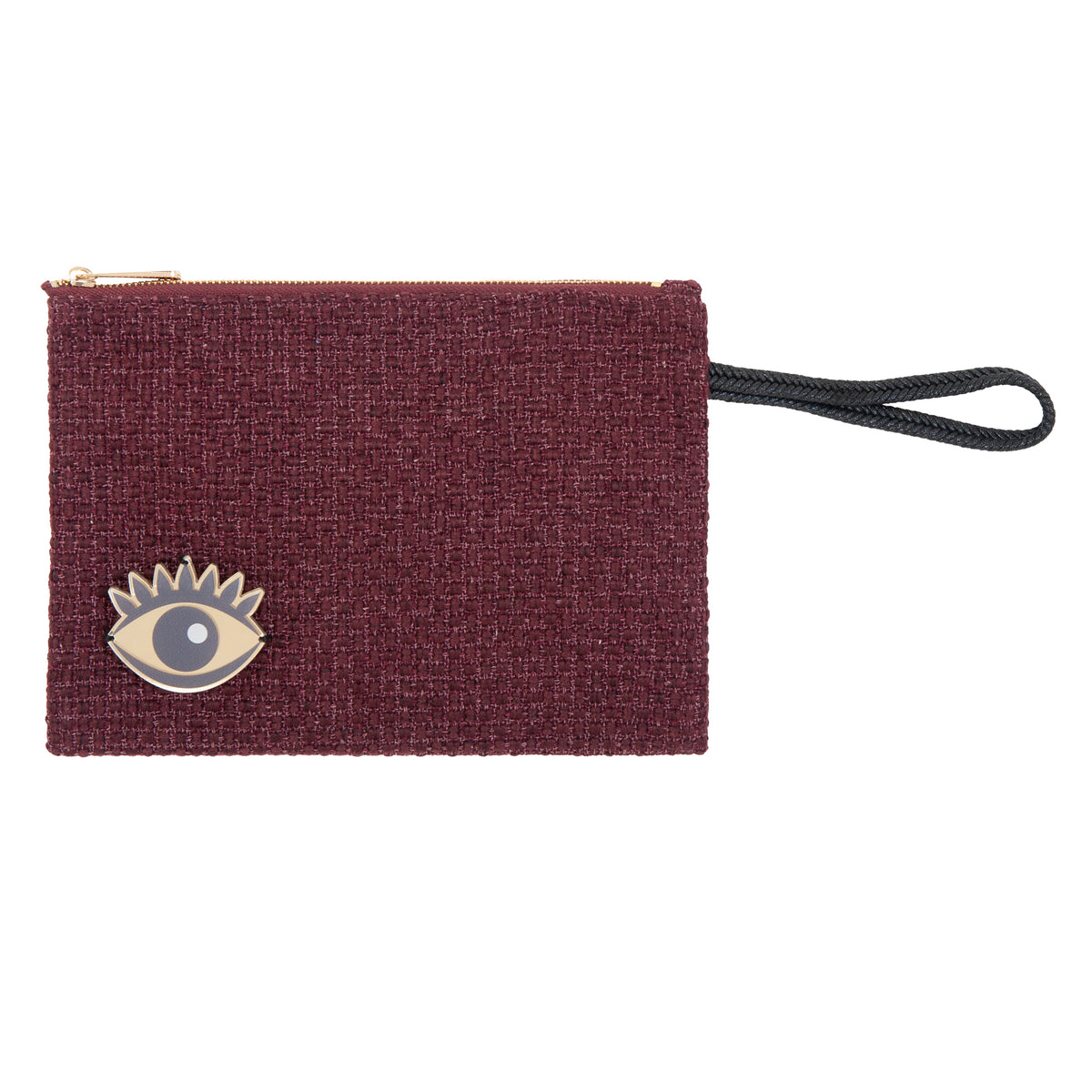 STELLA Pouch | Burgundy Weave Evil Eye