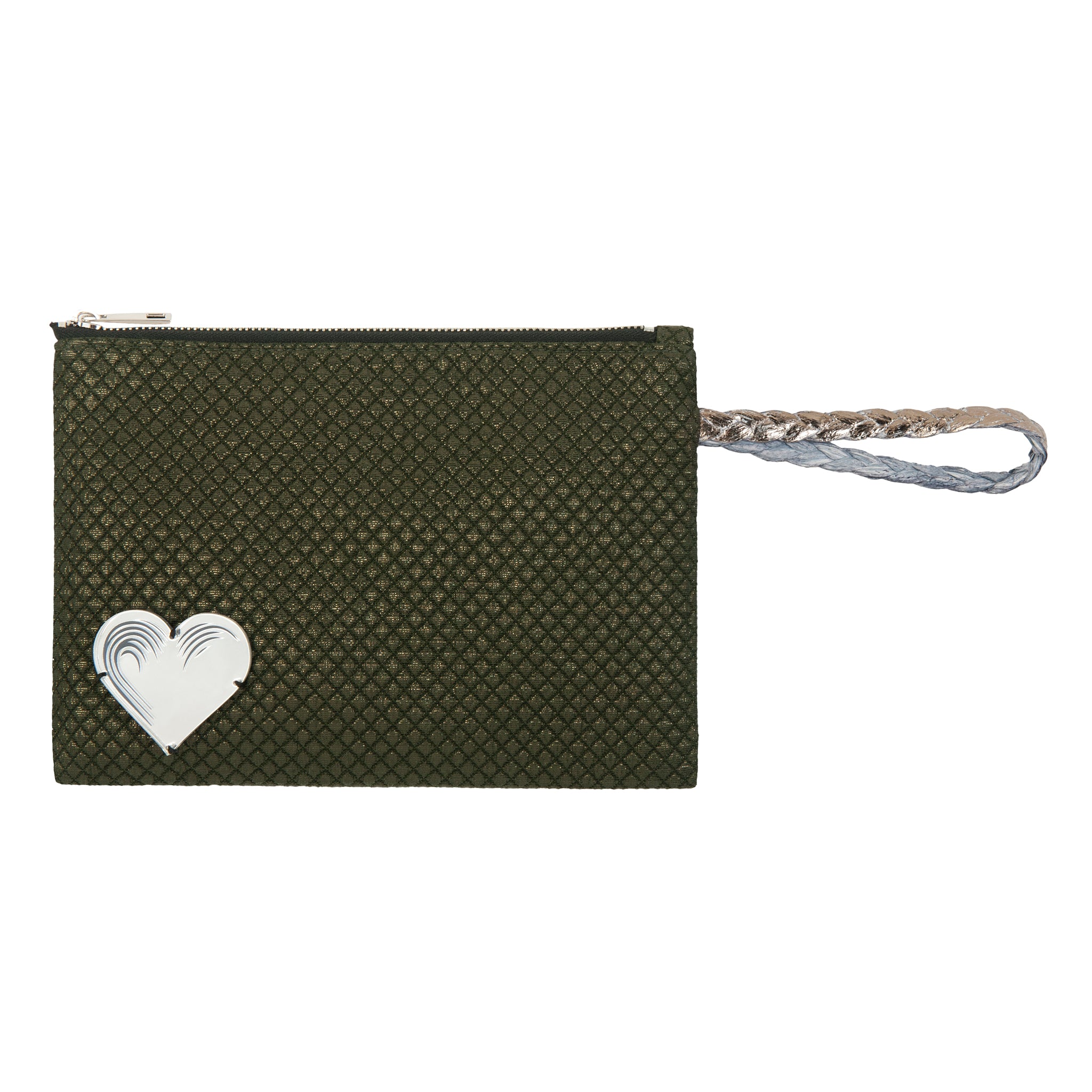 STELLA Pouch | Shinny Dark Green Heart