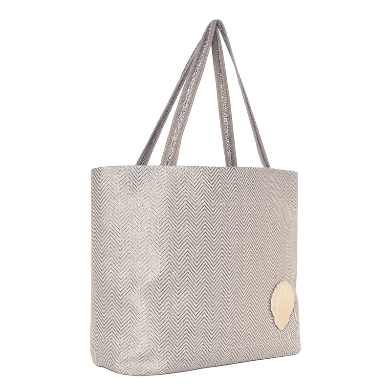 URBAN Large Tote bag | Grey Ecru Chevron Shell - KOKU Concept
