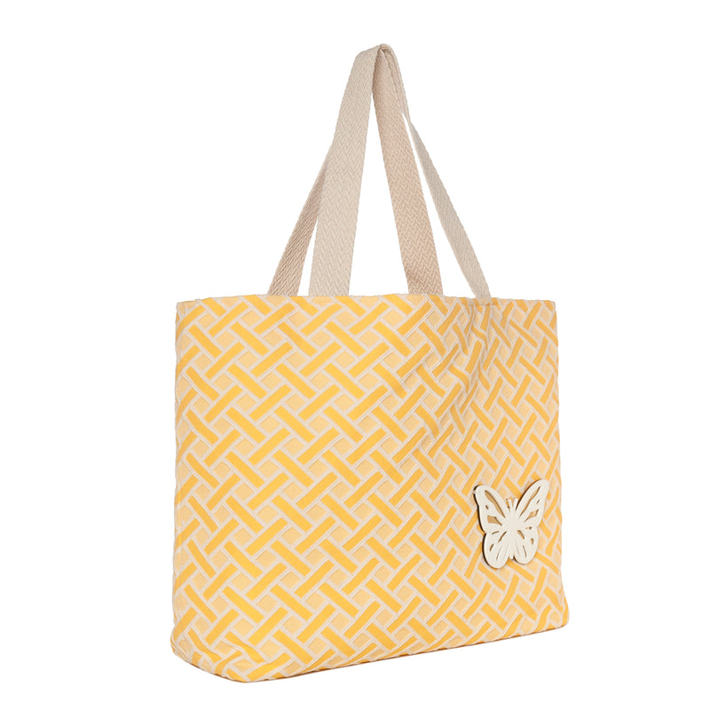 URBAN Large Tote bag | Yellow Bamboo Butterfly - KOKU Concept