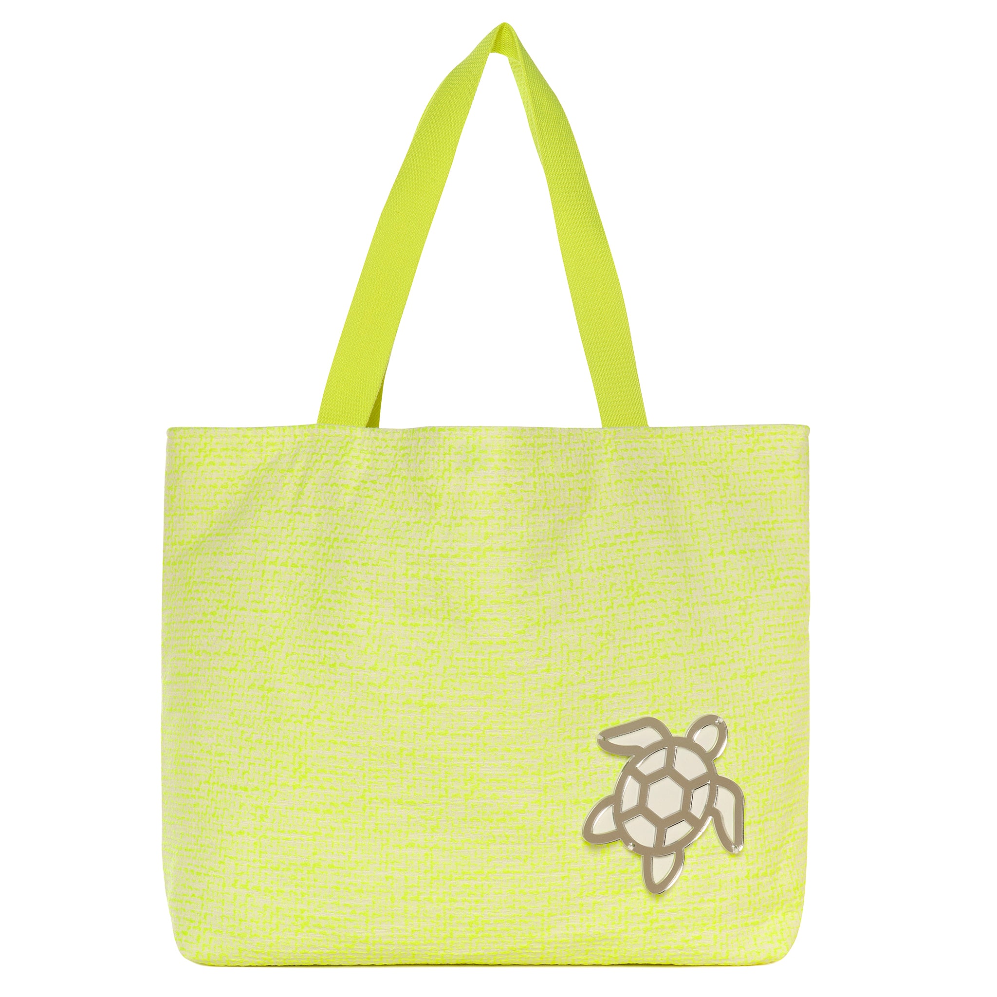 URBAN Large Tote bag | Yellow Woven Fluo Turtle