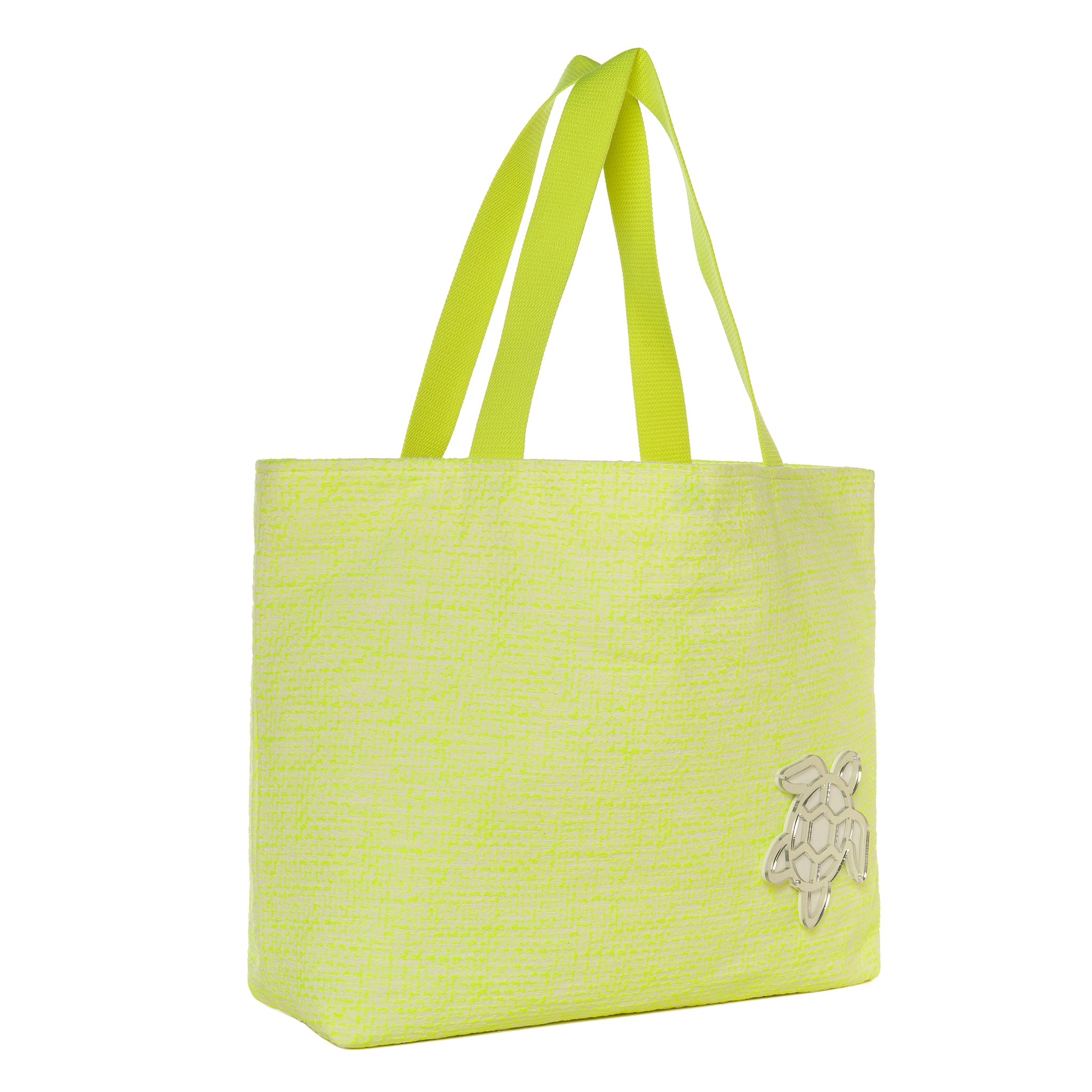 URBAN Large Tote bag | Yellow Woven Fluo Turtle