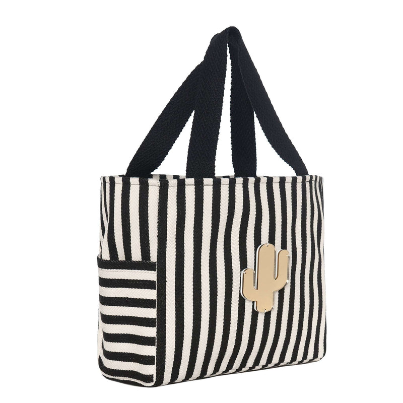 JULES Tote Bag | Black stripes Cactus