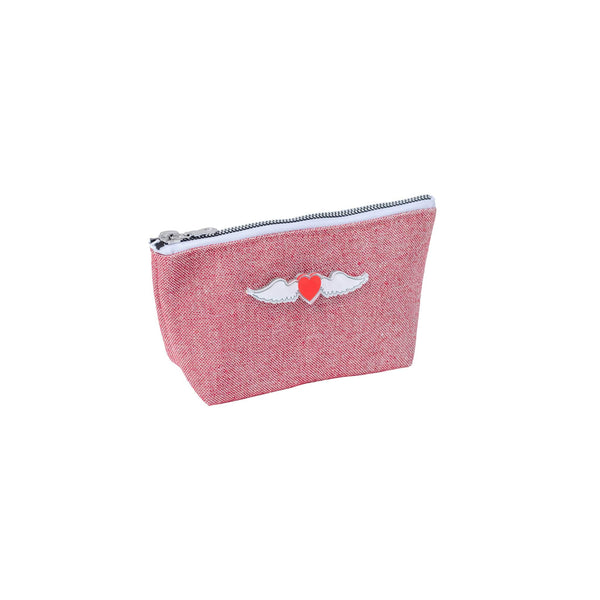 Evie pouch | Red sparkle heart with wings
