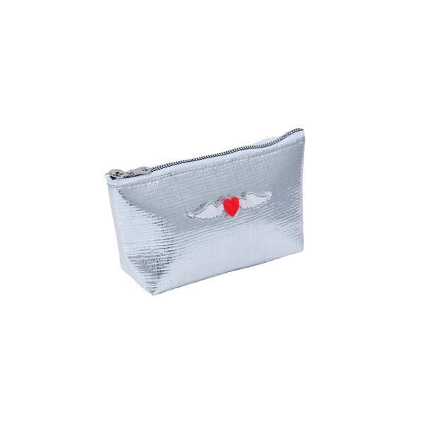 Evie pouch | Silver tiles heart with wings