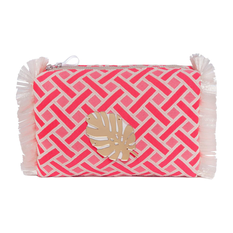 MELISSA Pouch | Coral Bamboo Tropical leaf
