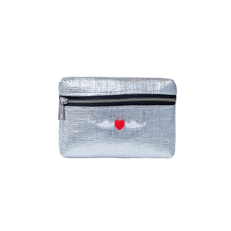 NORA Mini Pouch | Silver tiles heart with wings