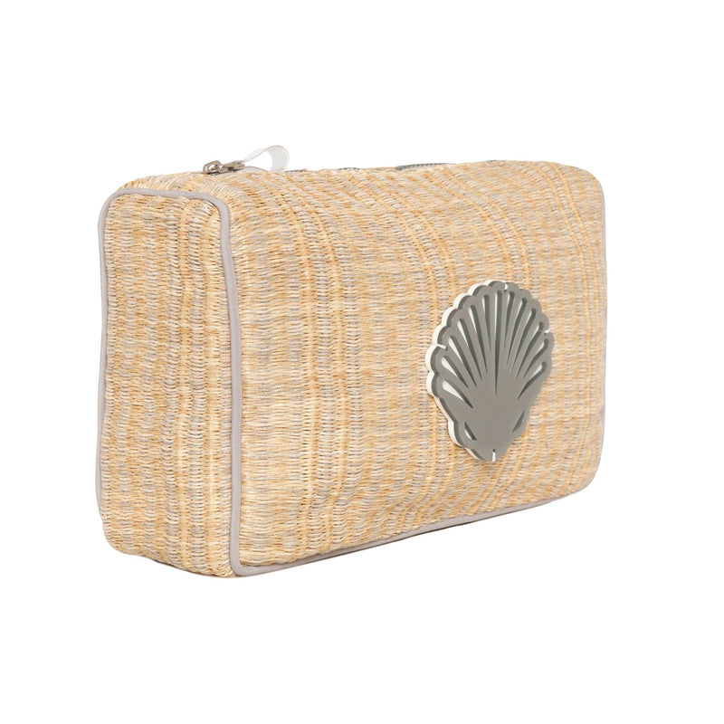 OLIVIA Pouch | Silver Natural Woven Shell