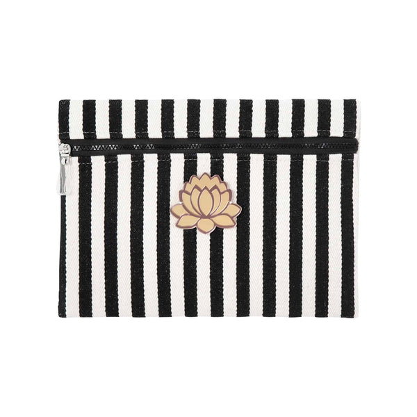 VIOLET Pouch |Black Stripes Waterlilly