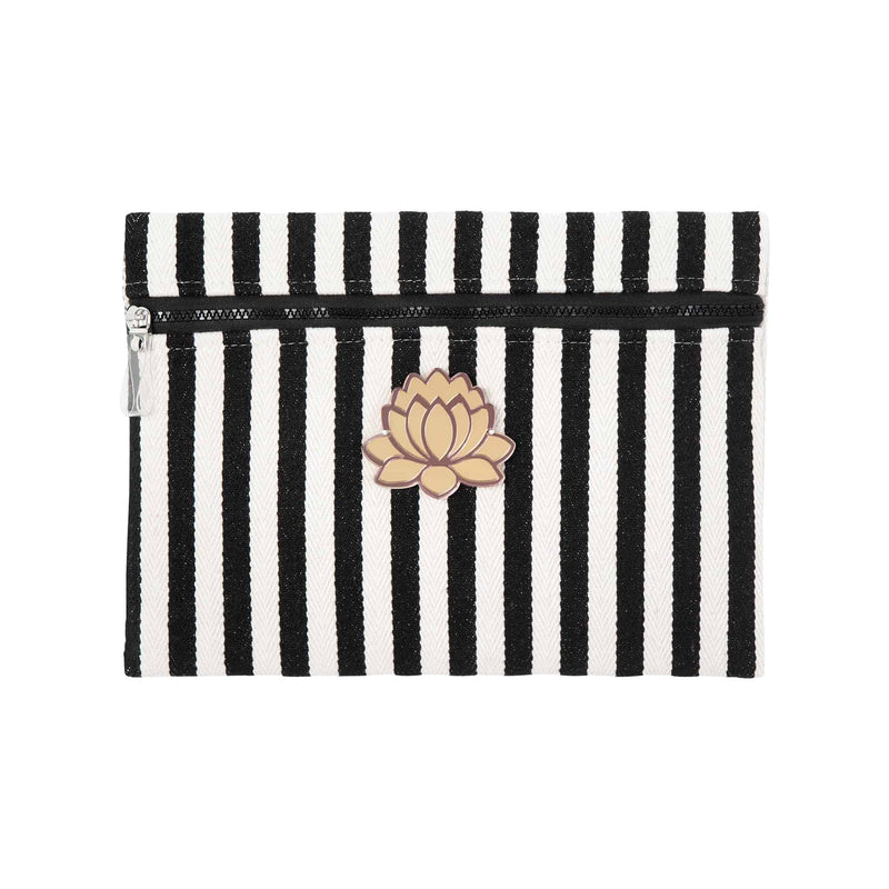 VIOLET Pouch |Black Stripes Waterlilly